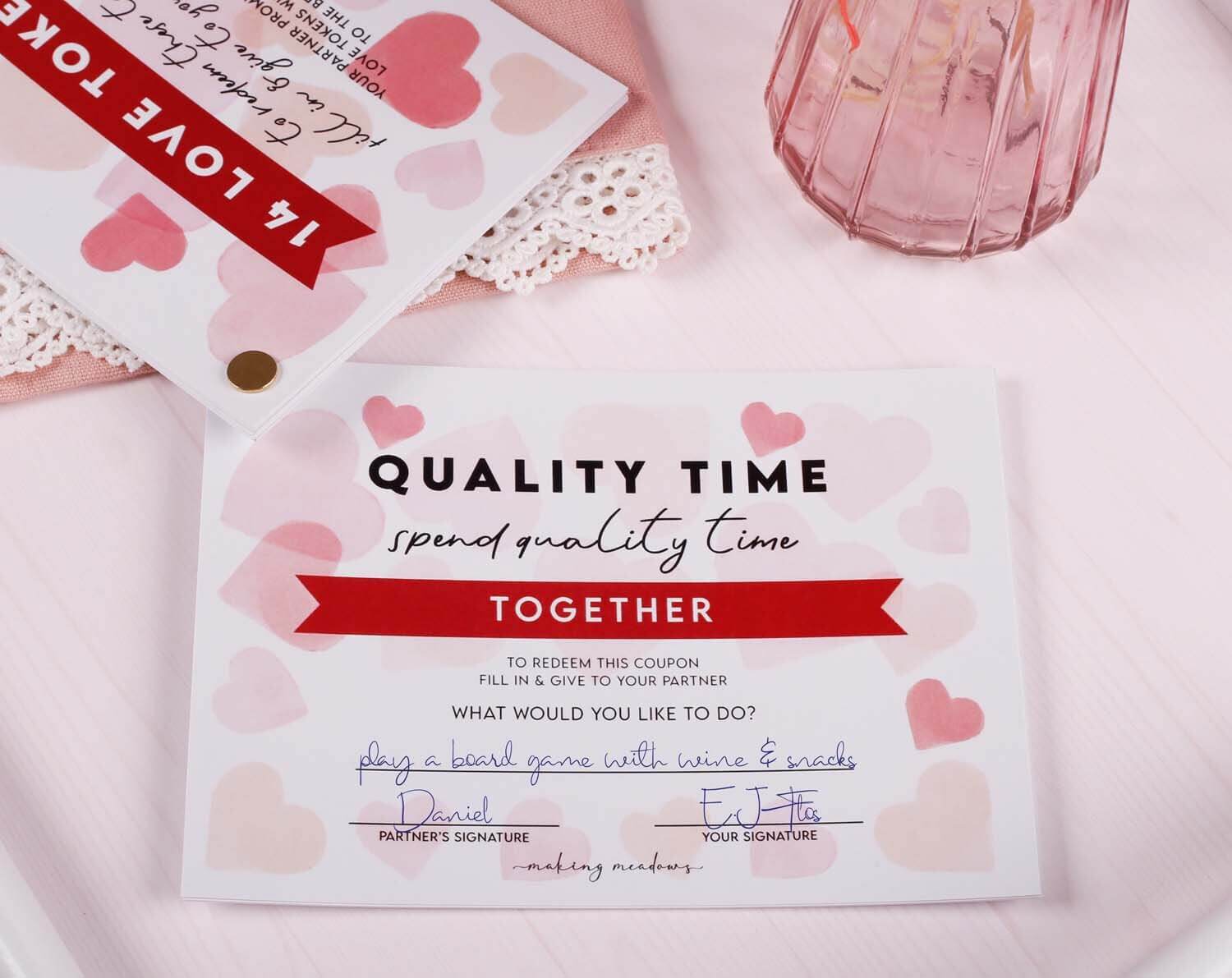 Love Tokens With Watercolour Hearts. Stationery designed by Making Meadows