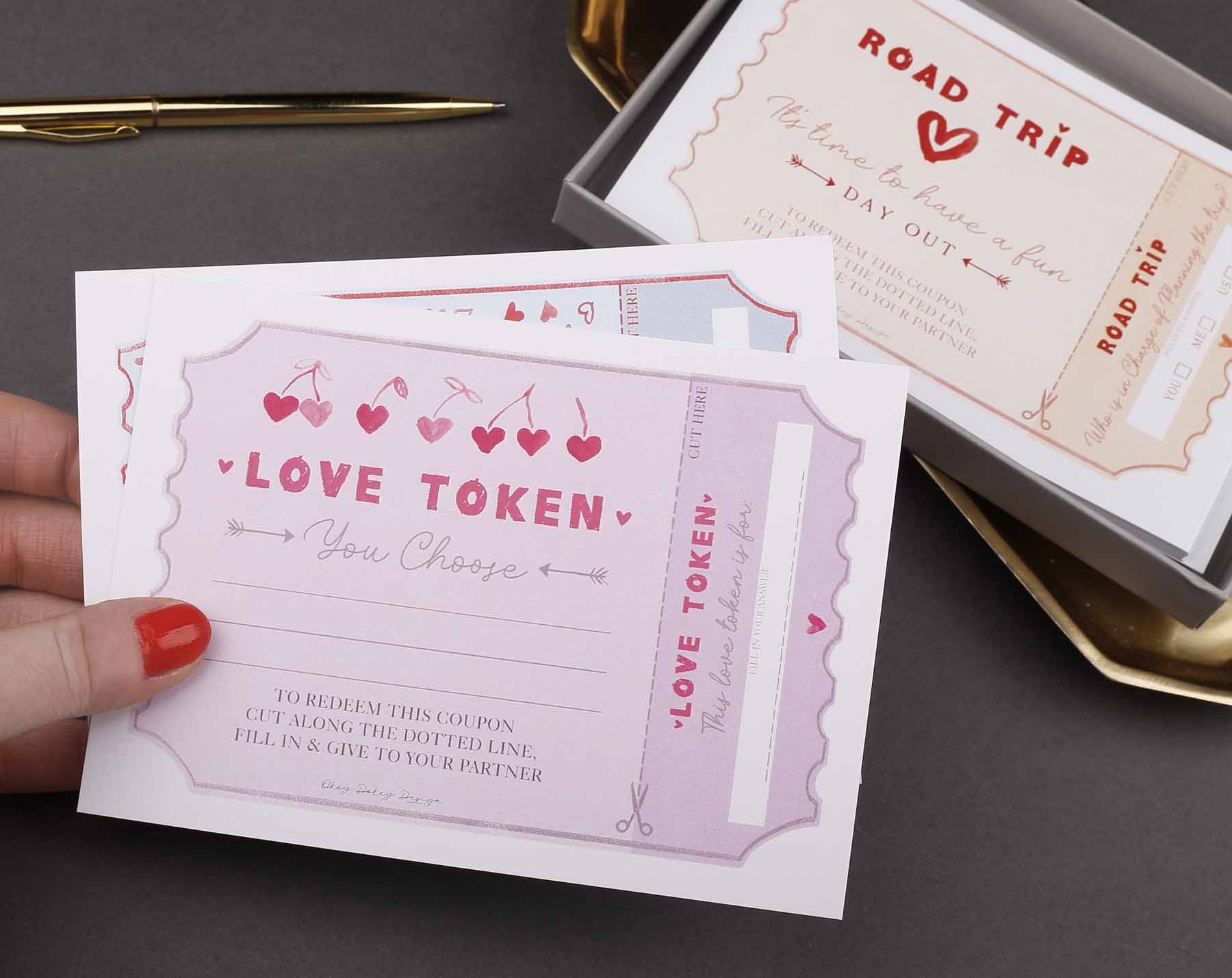 Love tokens with keepsake box. Card Games designed by Making Meadows
