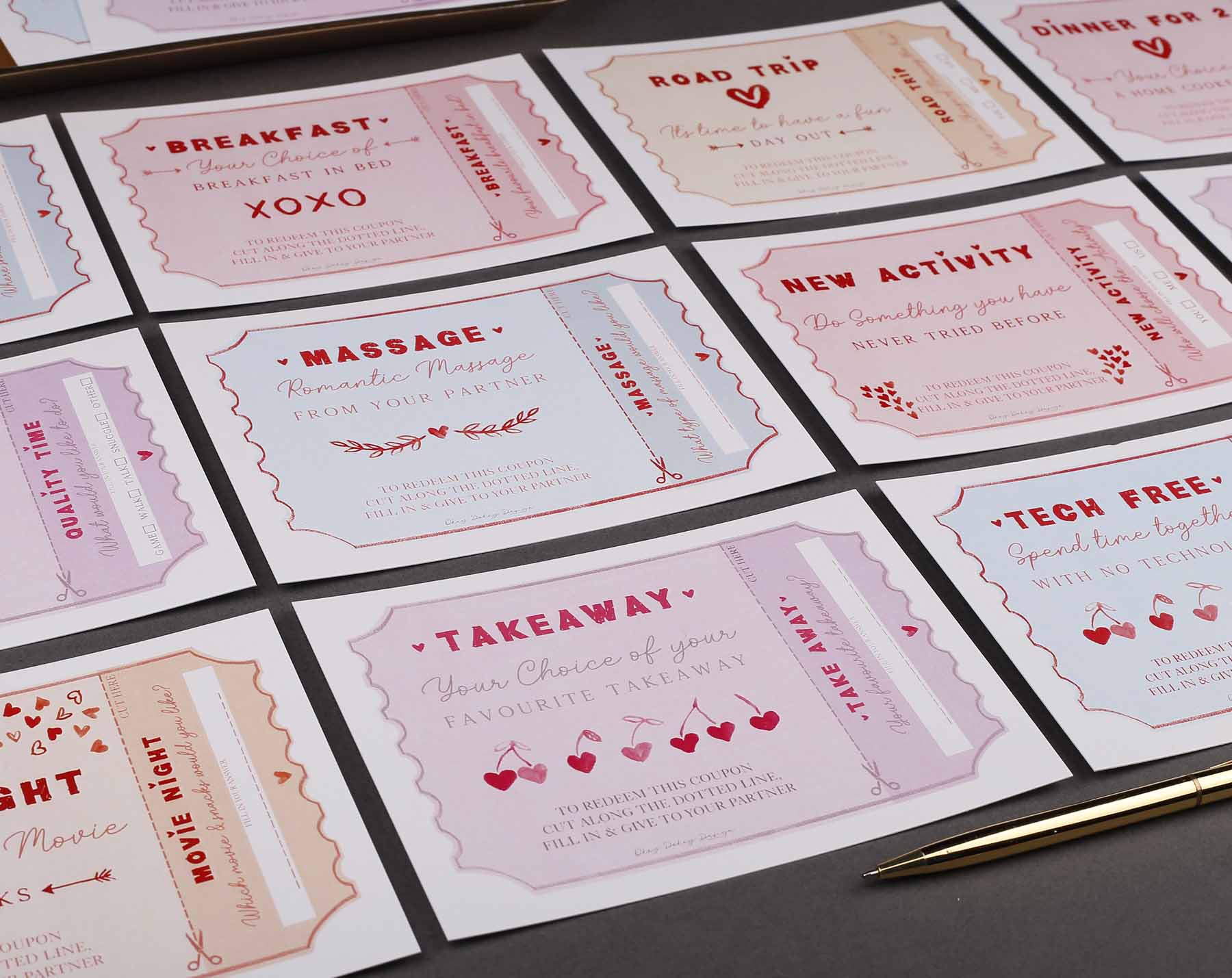 Love tokens with keepsake box. Card Games designed by Making Meadows