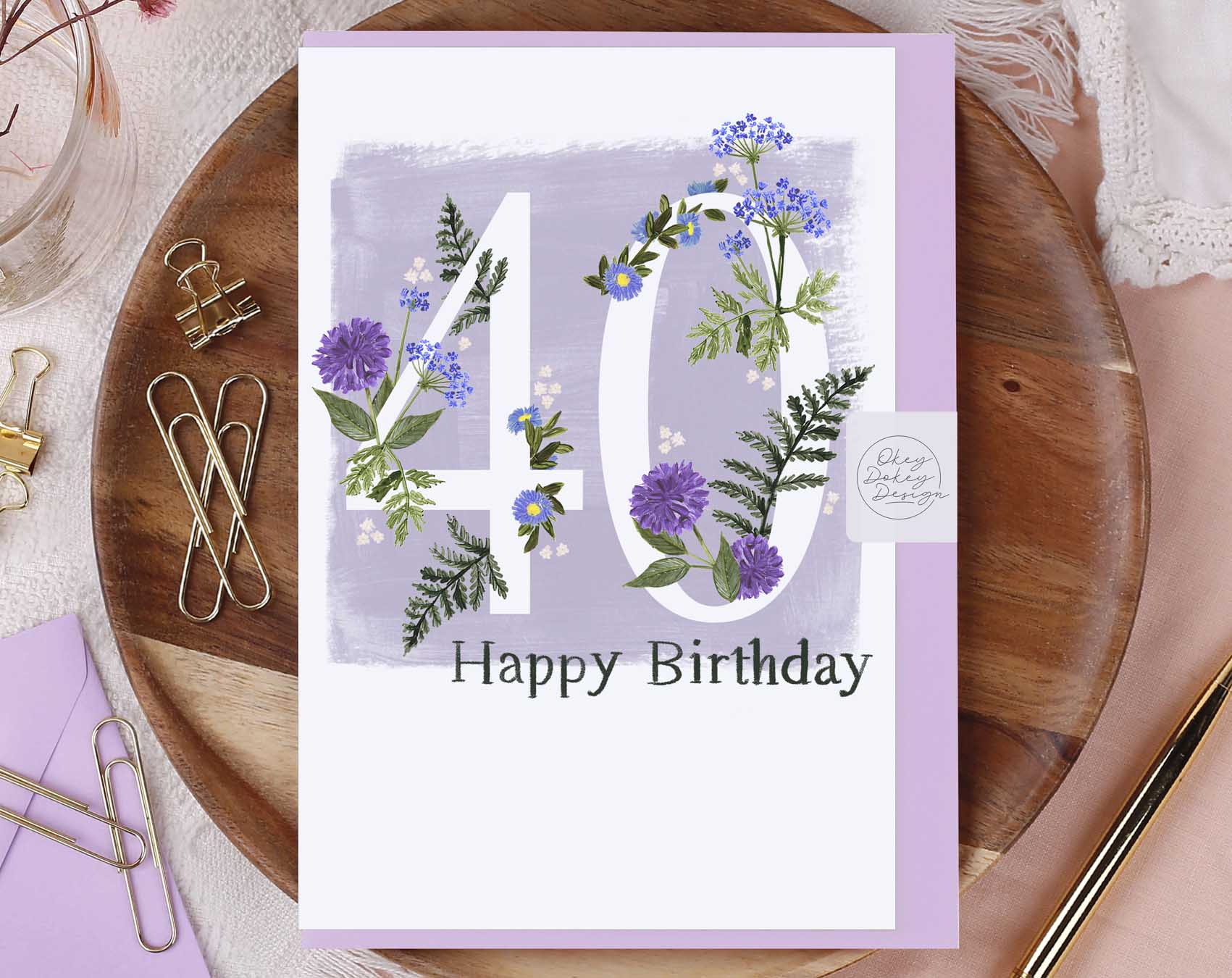 Meadow Flowers Happy 40th Birthday Card. Greeting & Note Cards designed by Making Meadows