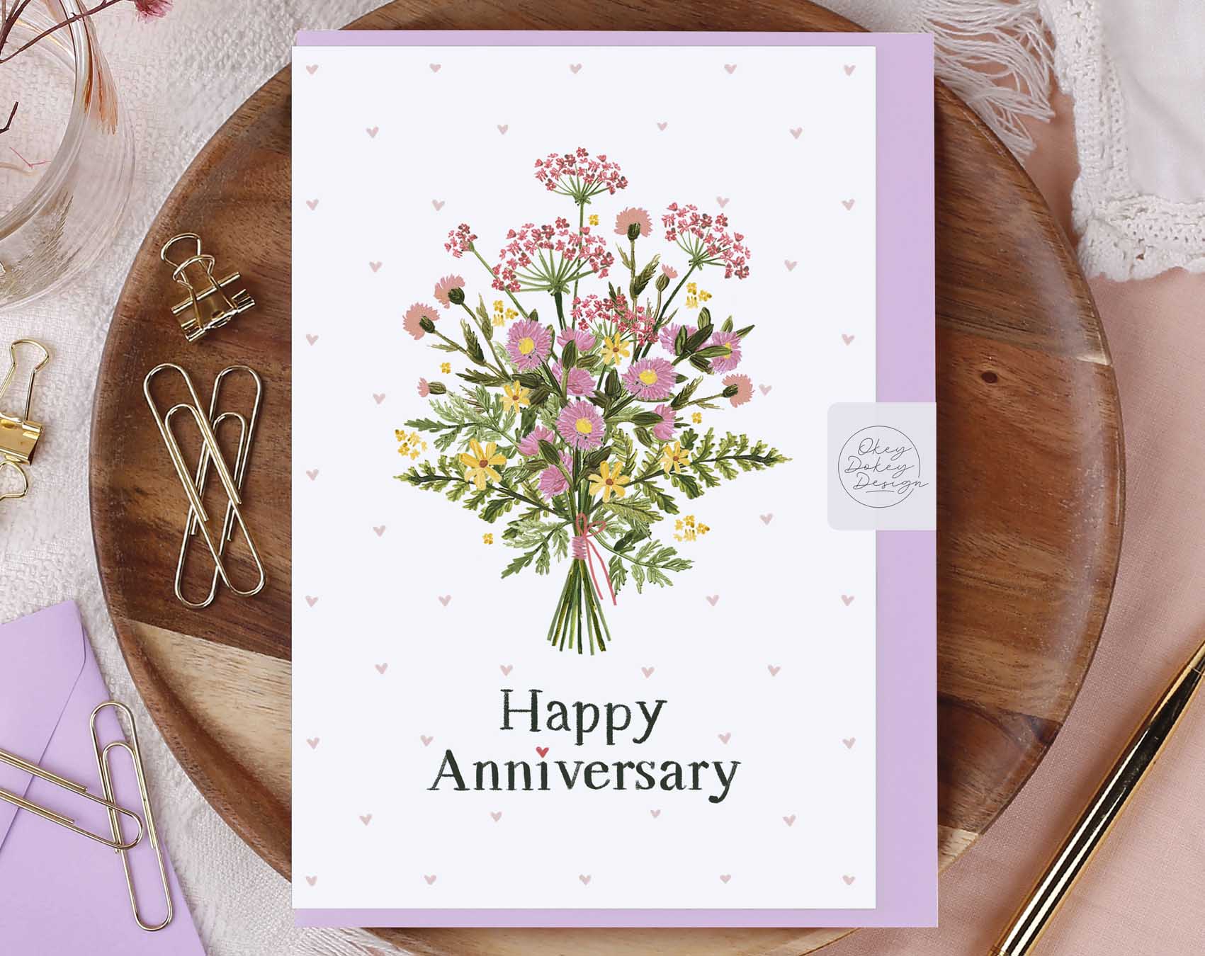 Meadow Flowers Happy Anniversary Card. Greeting & Note Cards designed by Making Meadows