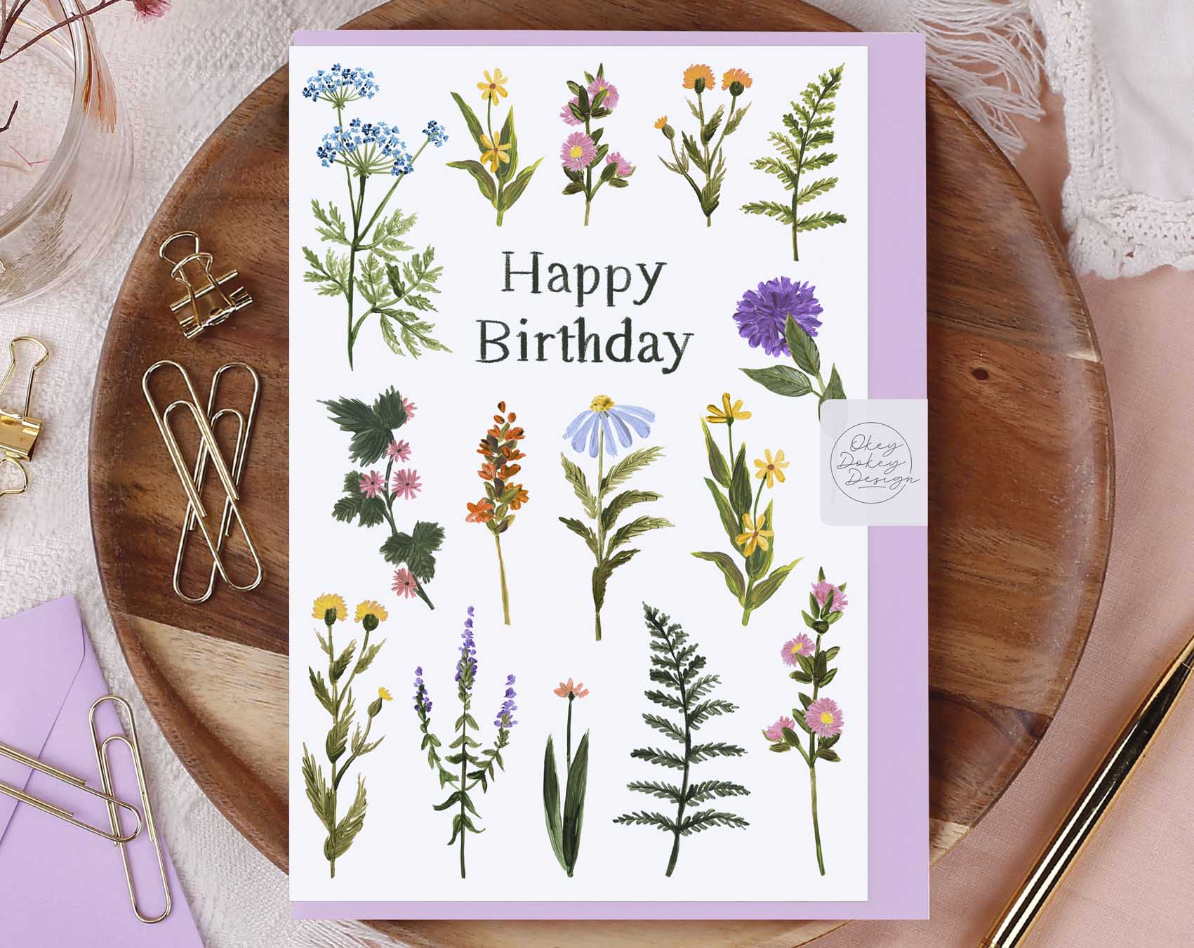 Meadow Flowers Happy Birthday Card. Greeting & Note Cards designed by Making Meadows