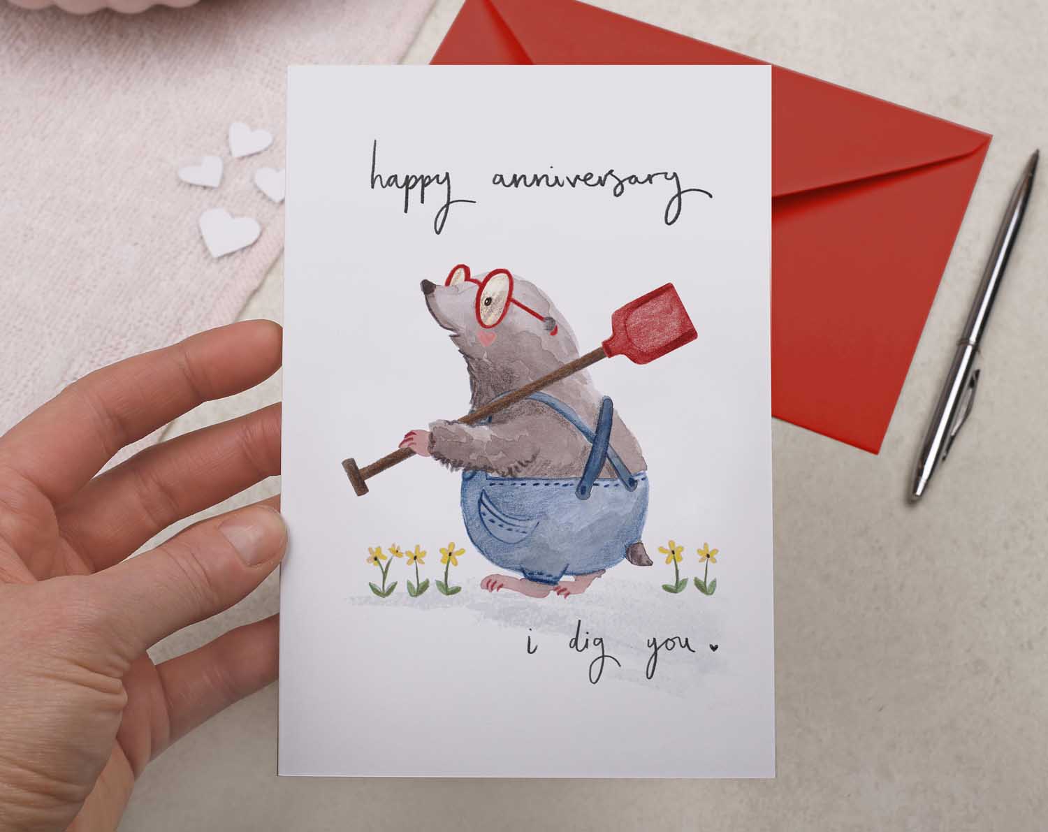 Mole Anniversary Card. Greeting Cards designed by Making Meadows