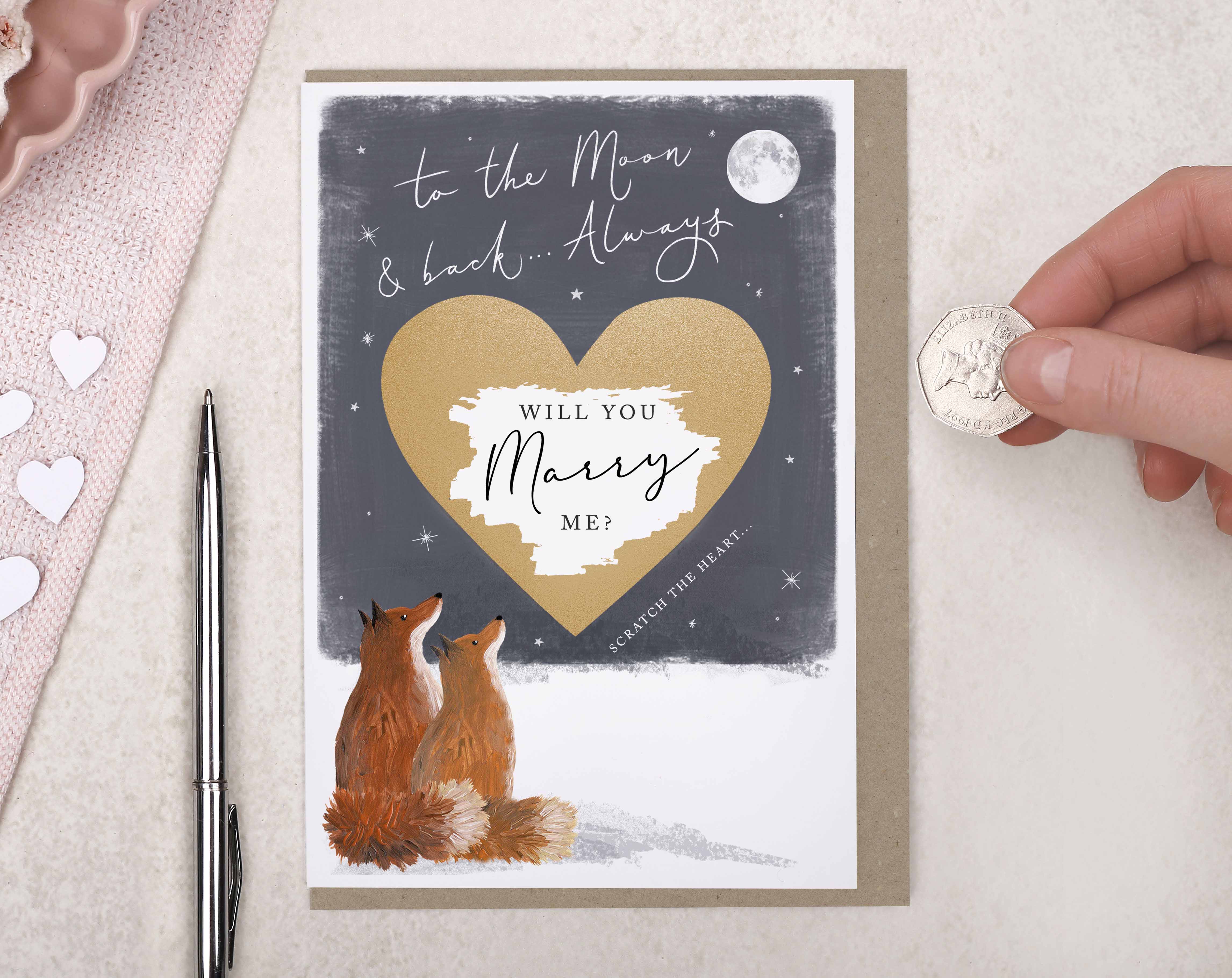 Moon & Back Will You Marry Me Card. Greeting & Note Cards designed by Making Meadows