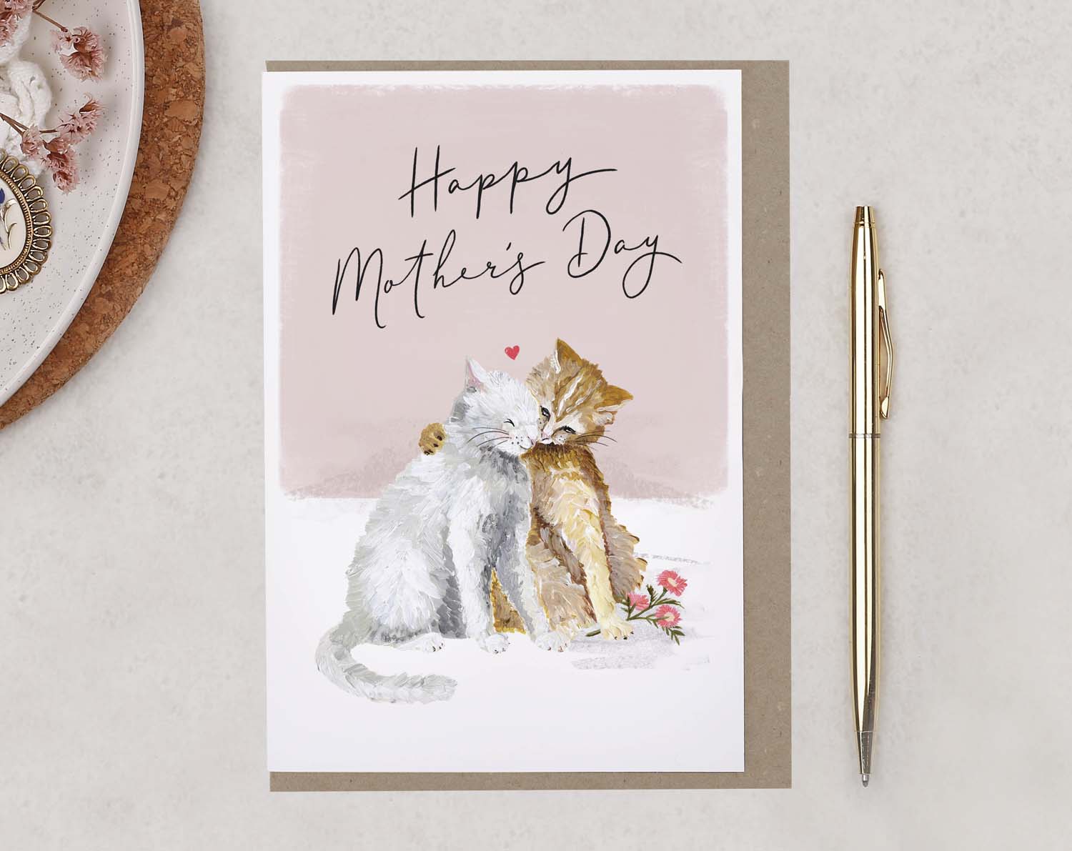 A sentimental cat Happy Mother's Day Card with a pair of adorable kittens hugging. 