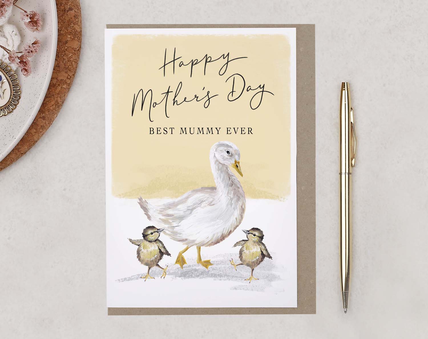 Best Mummy Happy Mother's Day Card with goose and baby chicks on