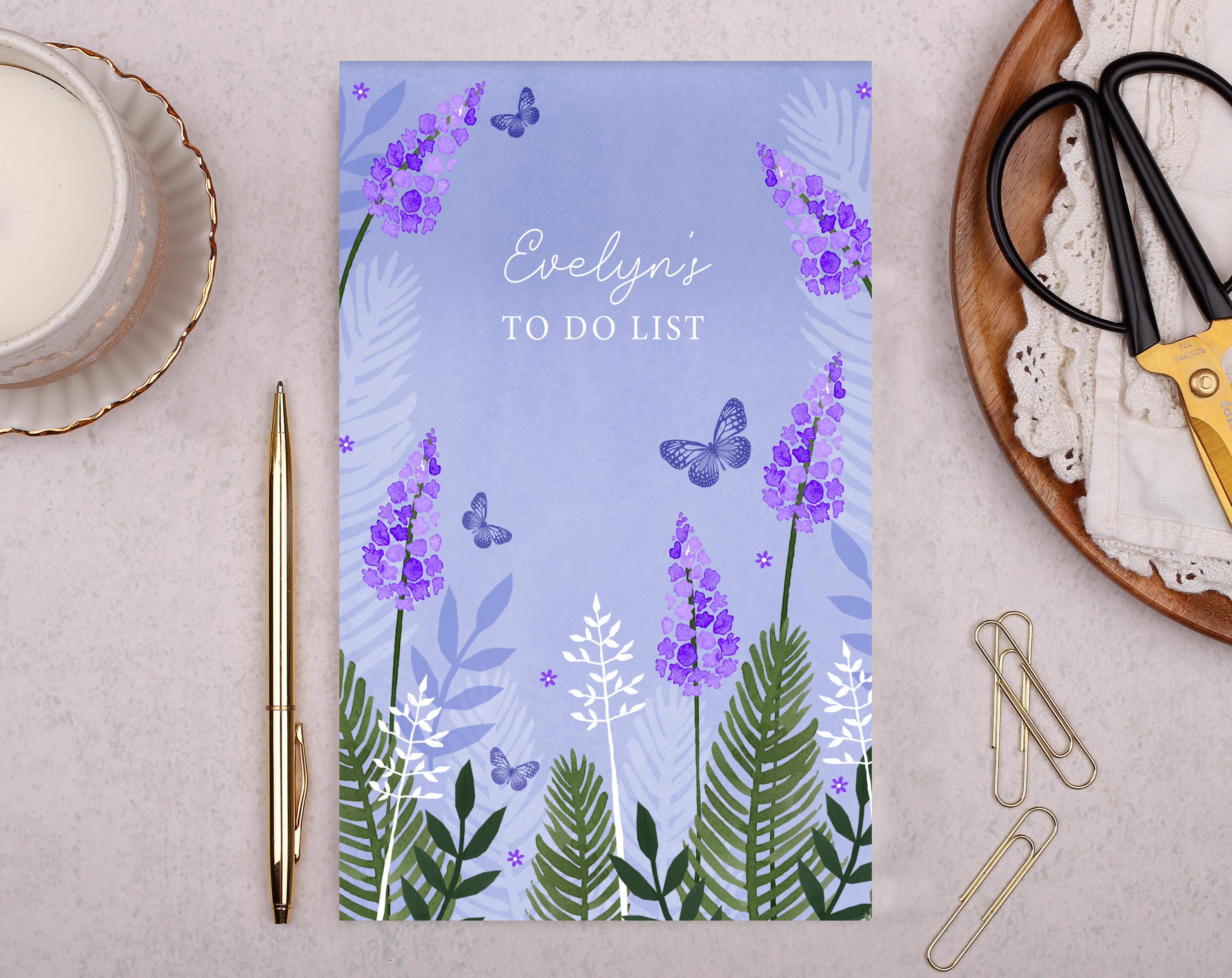 Personalised Lavender Notebook