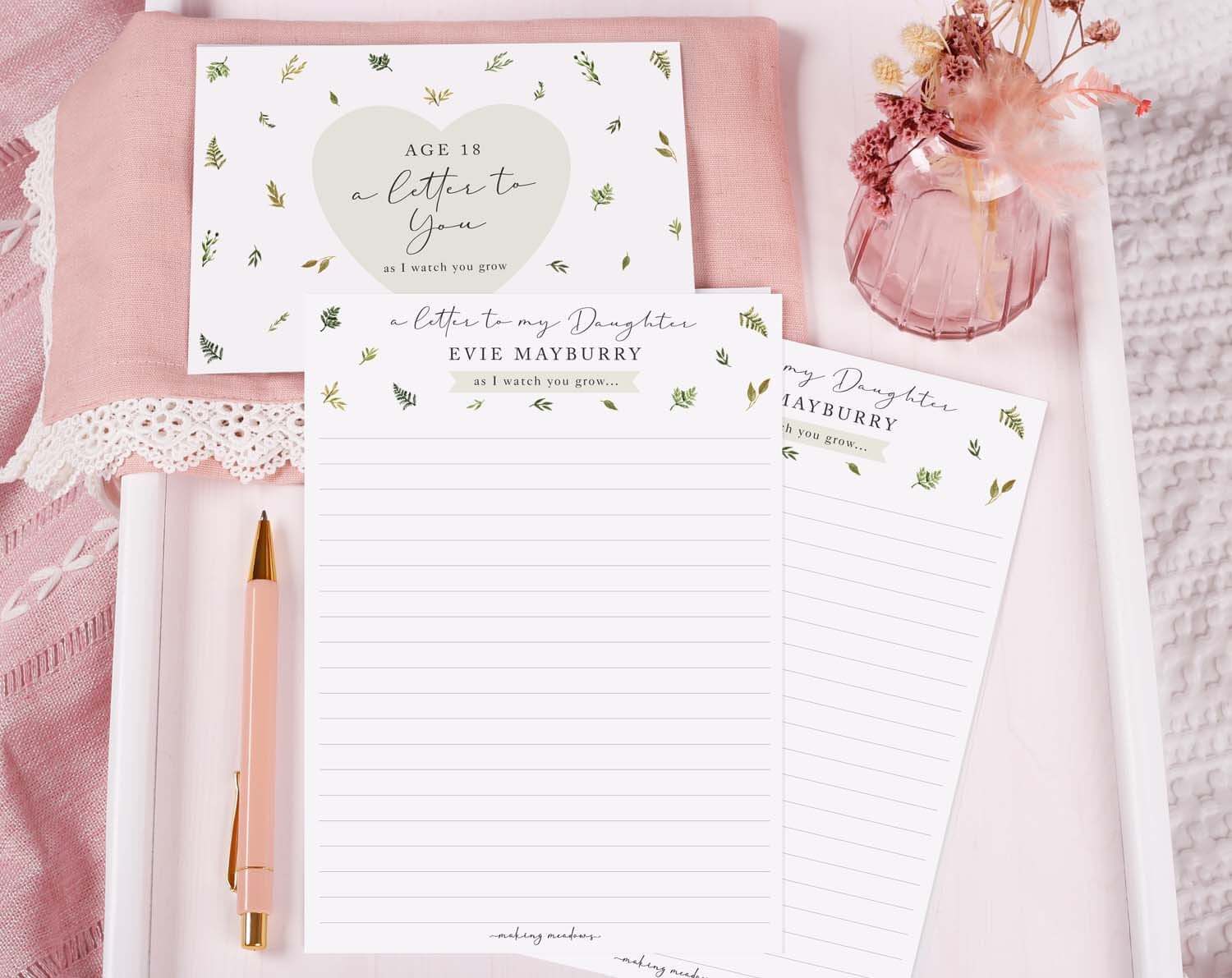 Personalised Botanical Letter To My Son As I Watch You Grow. Stationery designed by Making Meadows