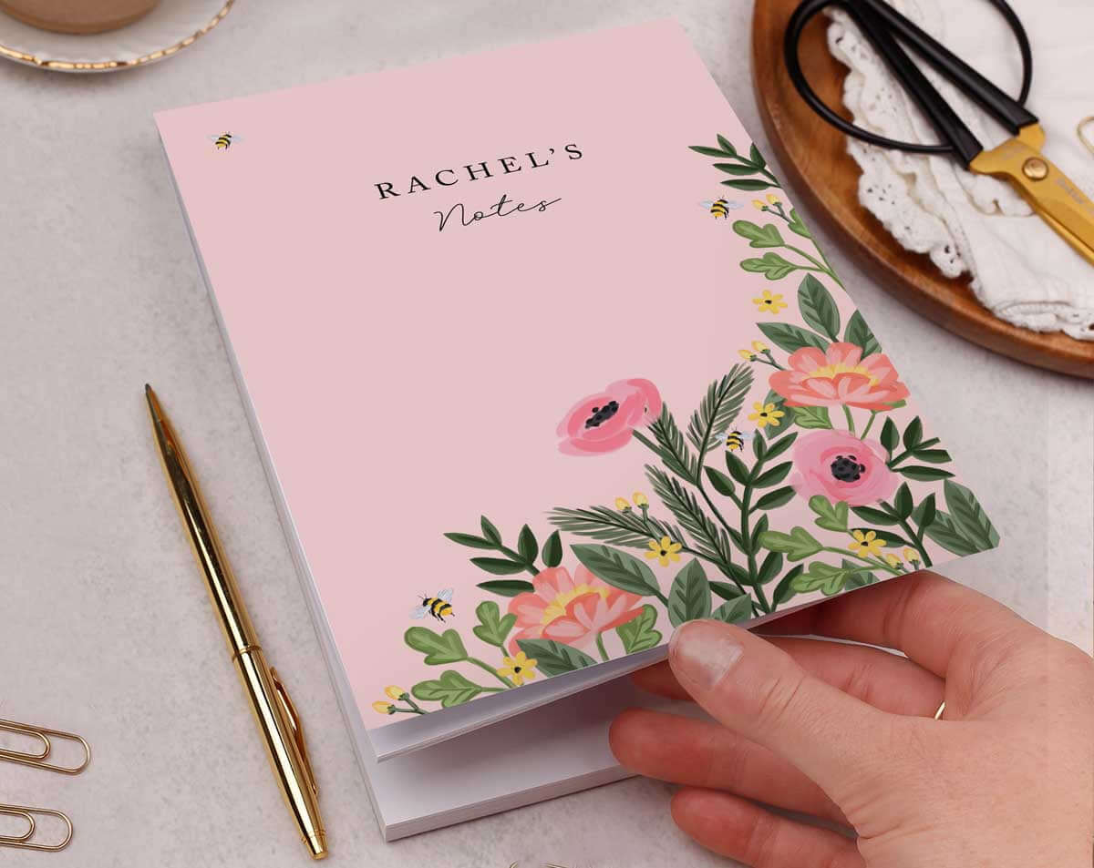 Personalised Floral Notebook. Notebooks & Notepads designed by Making Meadows