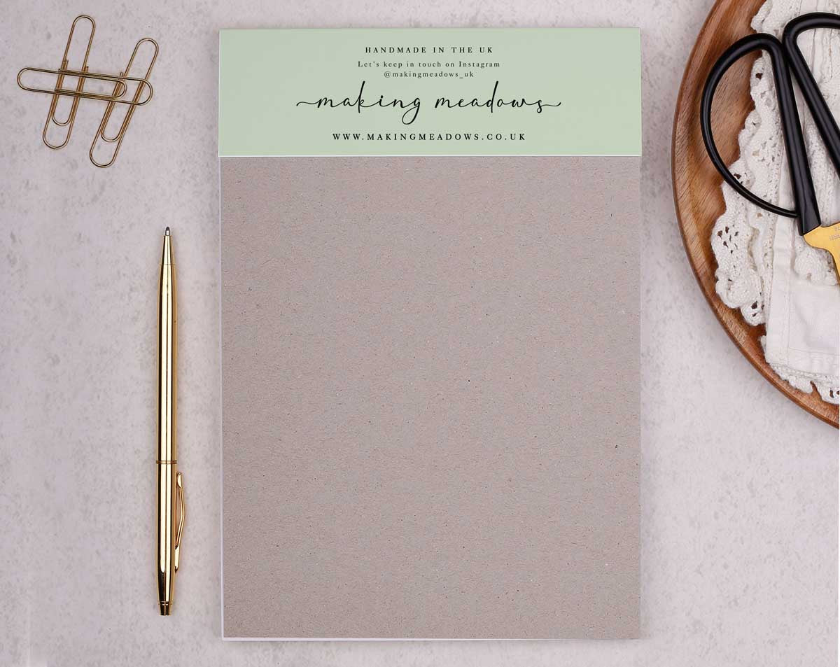 Personalised Green Floral Notebook. Notebooks & Notepads designed by Making Meadows