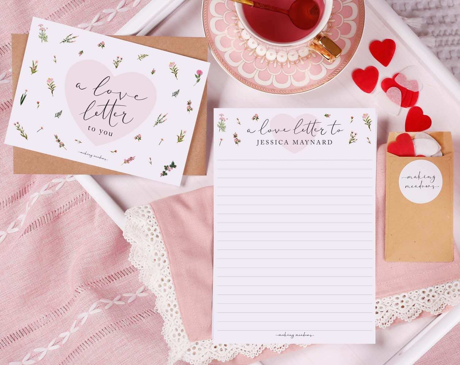 Personalised Love Letter With Florals. Stationery designed by Making Meadows