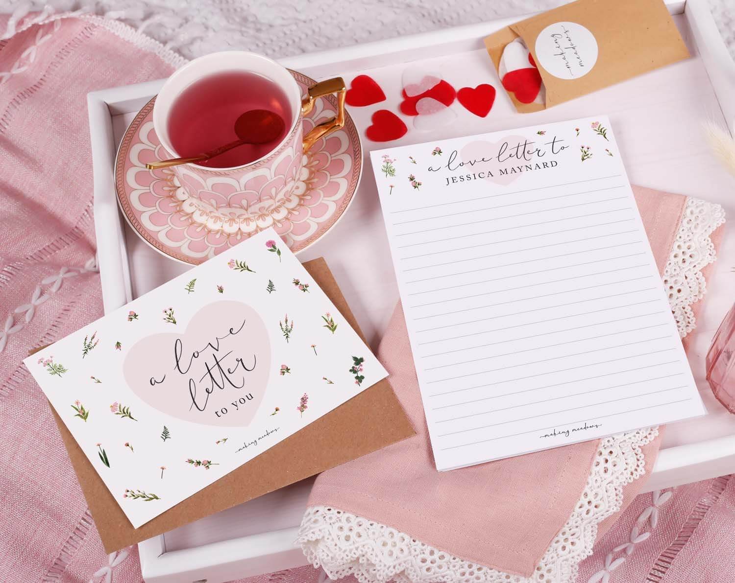 Personalised Love Letter With Florals. Stationery designed by Making Meadows