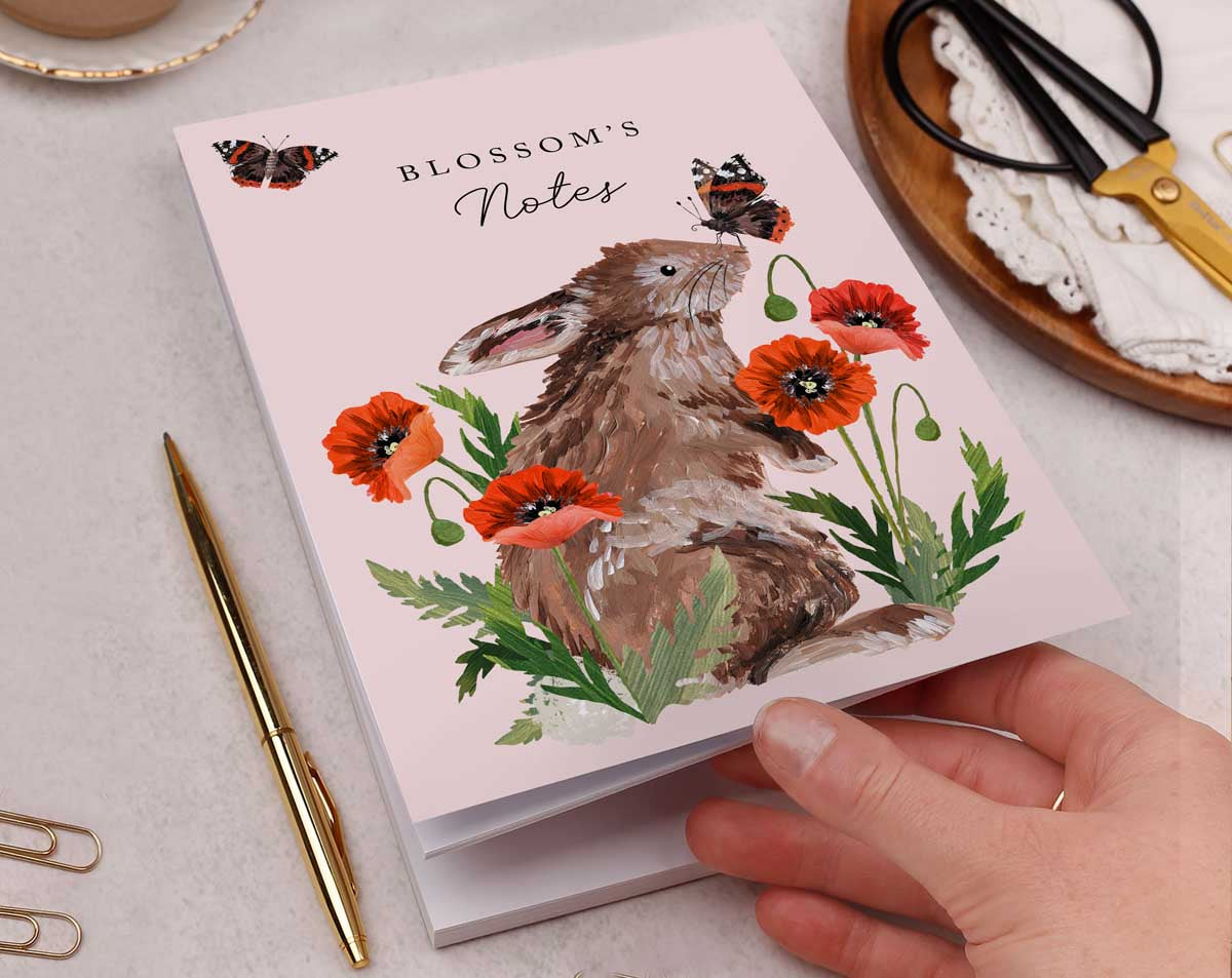 Senmu Notebook Rbbit Personalised Rabbit Notebook | UK Made Stationery – Making Meadows