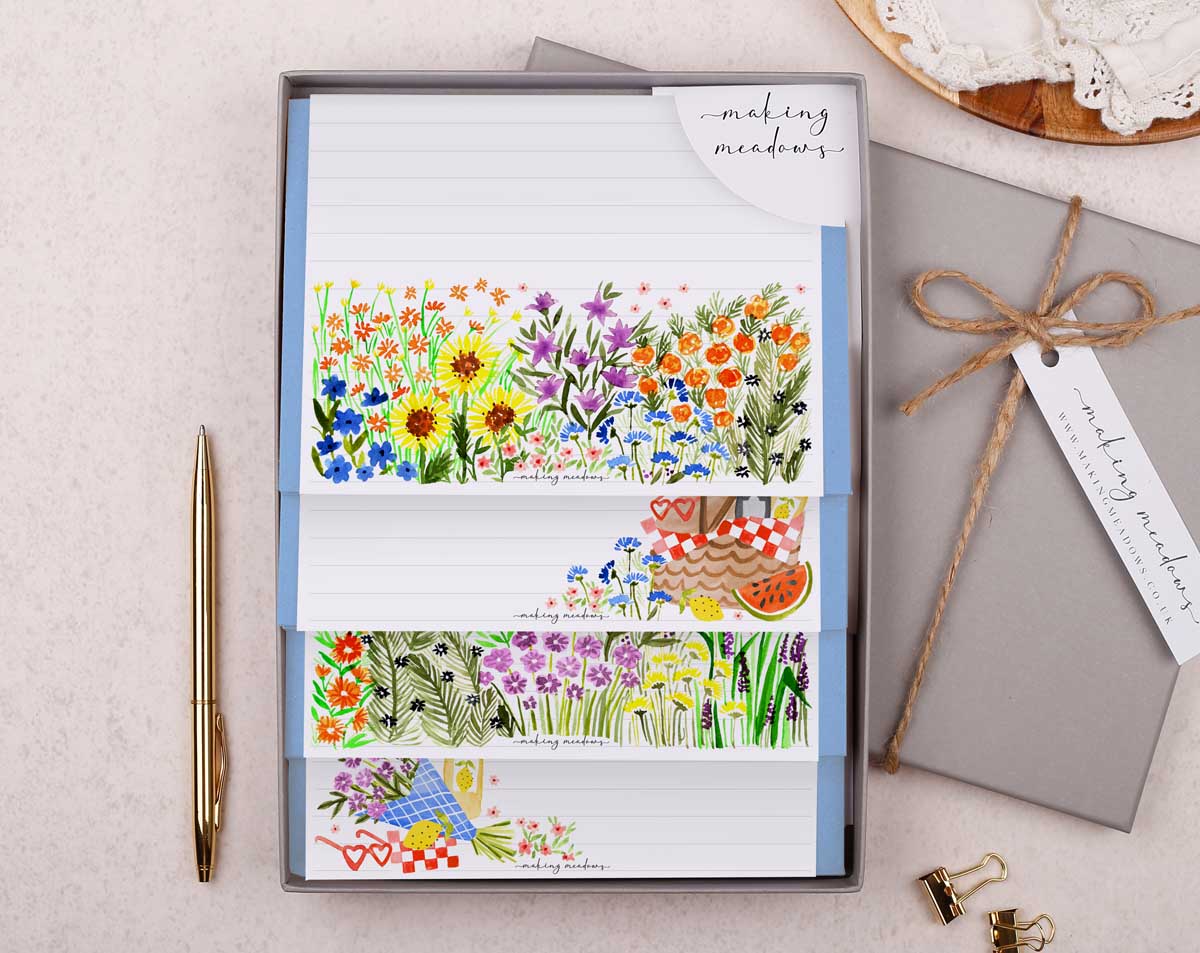 Picnic Writing Paper Gift Box. Stationery designed by Making Meadows