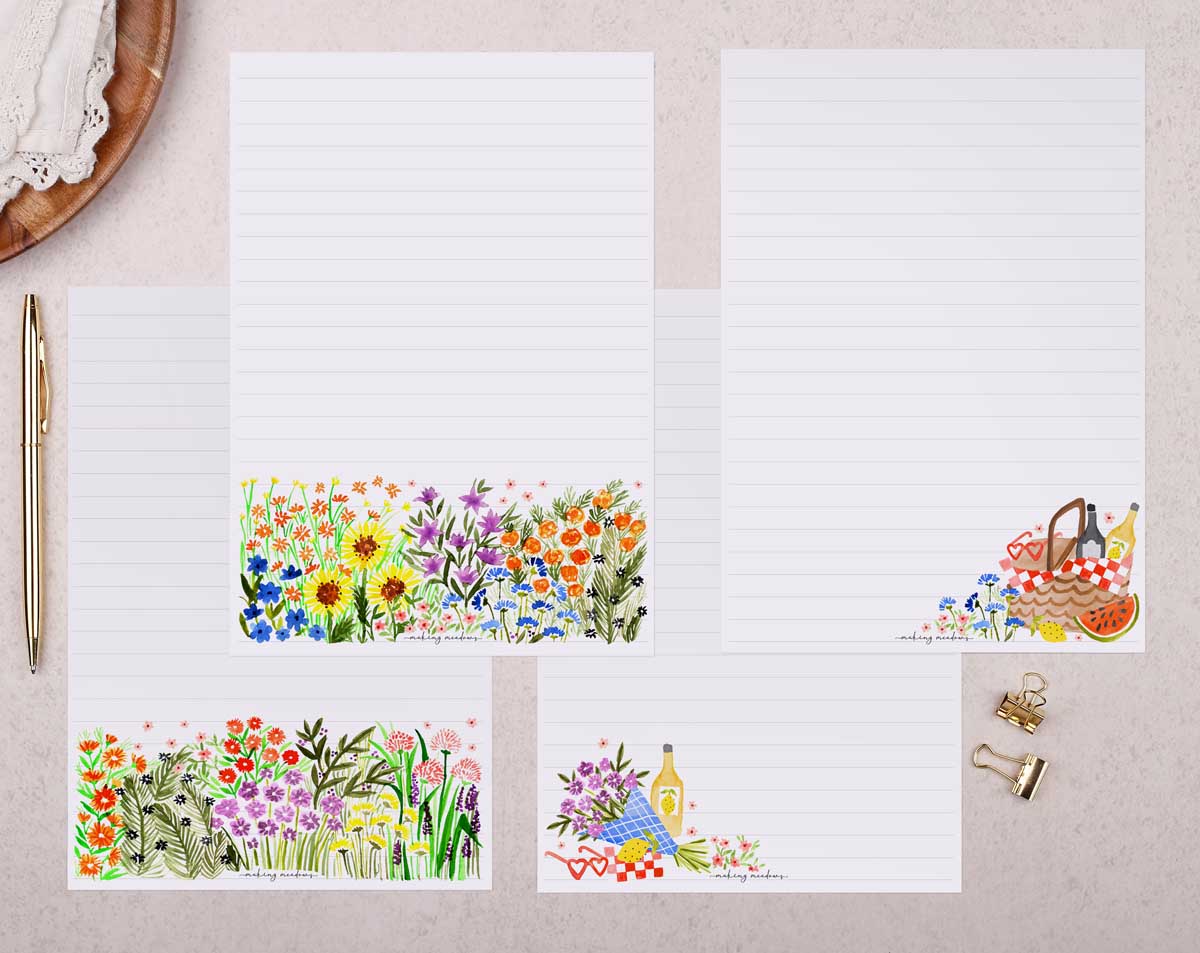 Picnic Writing Paper Gift Box. Stationery designed by Making Meadows