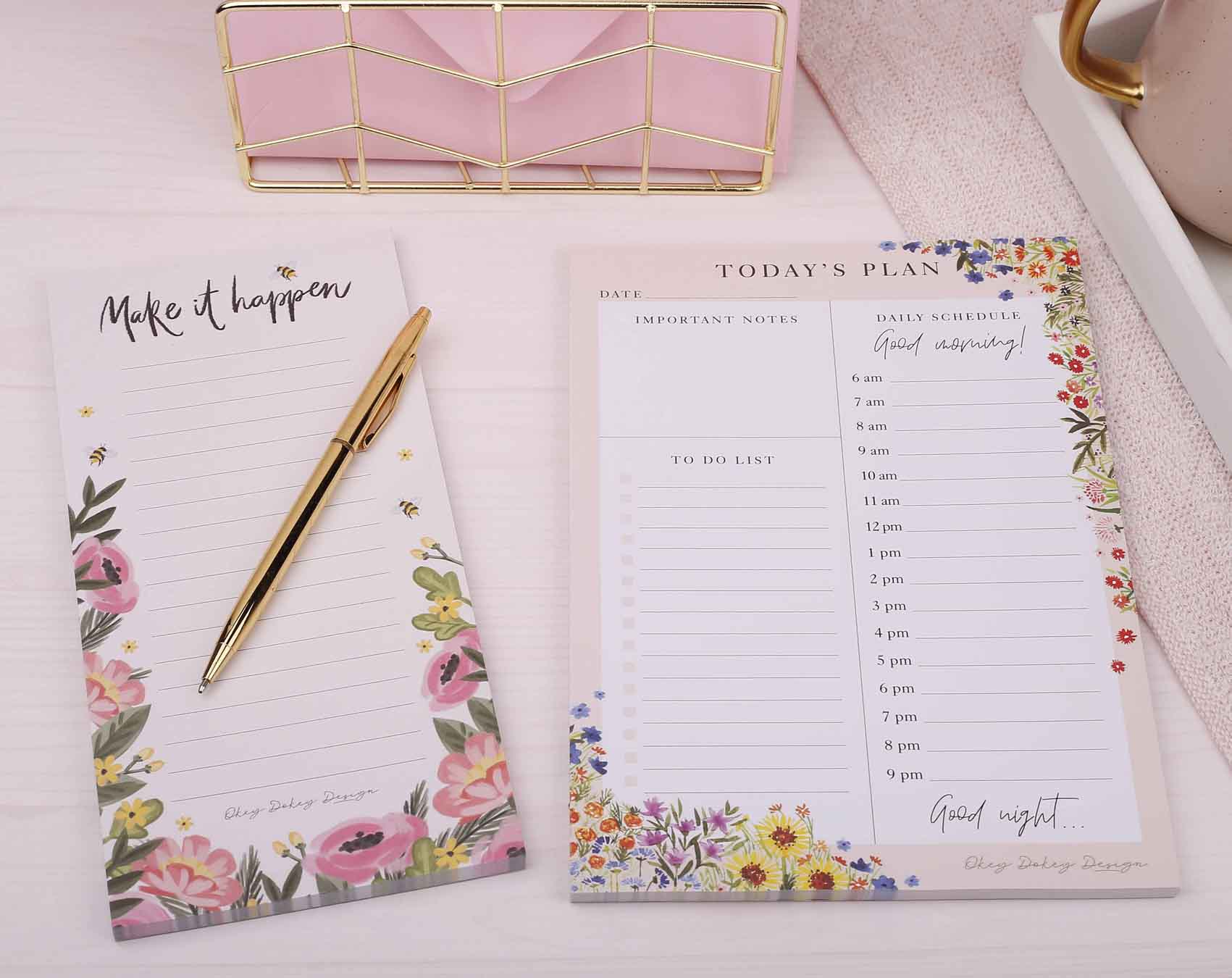 Pink Floral Stationery Gift Box. Notebooks & Notepads designed by Making Meadows