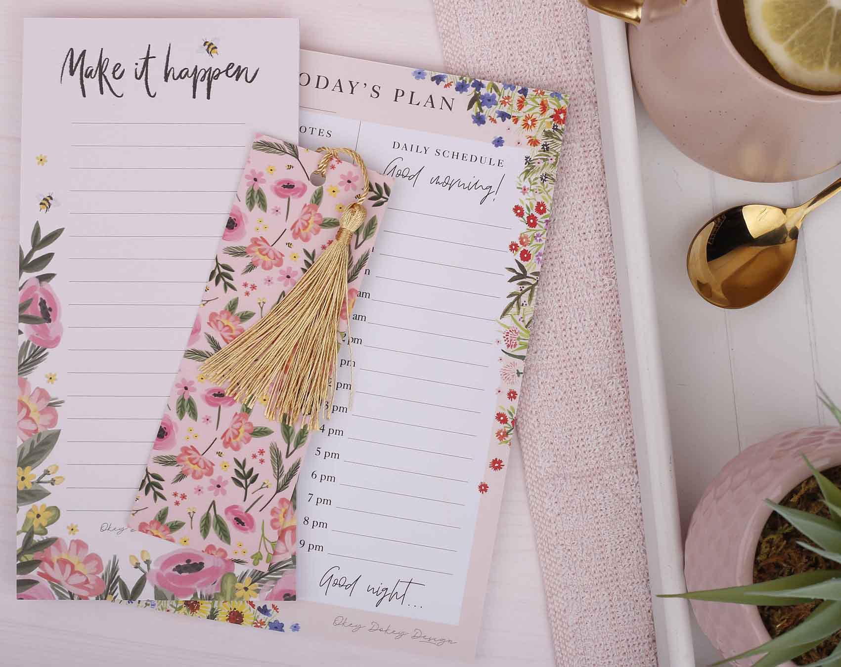 Pink Floral Stationery Gift Box. Notebooks & Notepads designed by Making Meadows