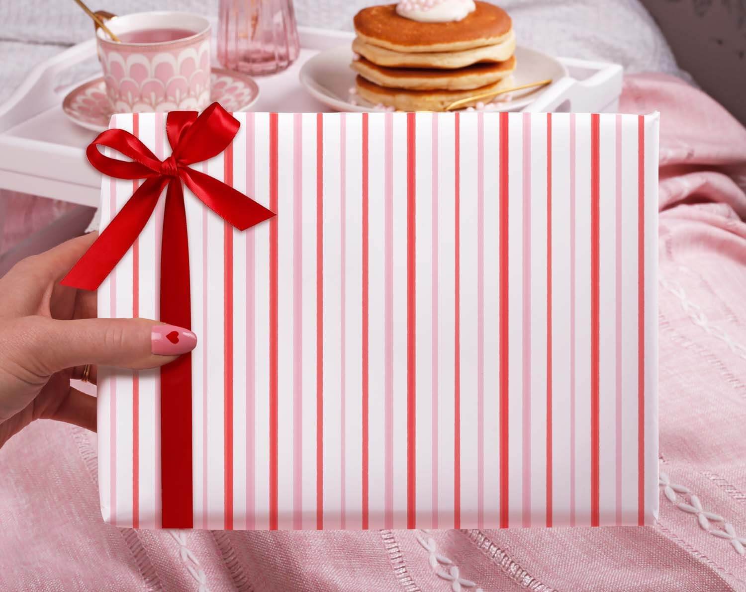 Pink & Red Stripe Wrapping Paper. Wrapping Paper designed by Making Meadows