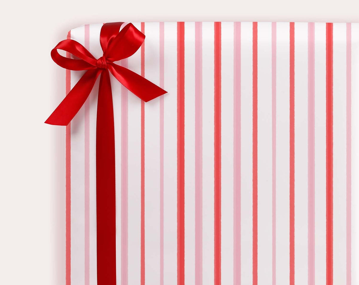 Pink & Red Stripe Wrapping Paper | Luxury Gift Wrap
