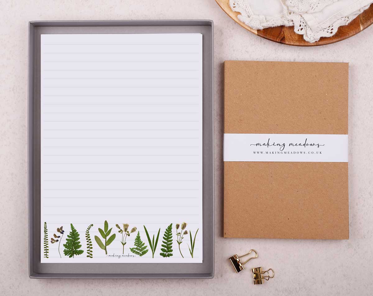 Pressed Flowers Writing Paper Gift Box. Stationery designed by Making Meadows