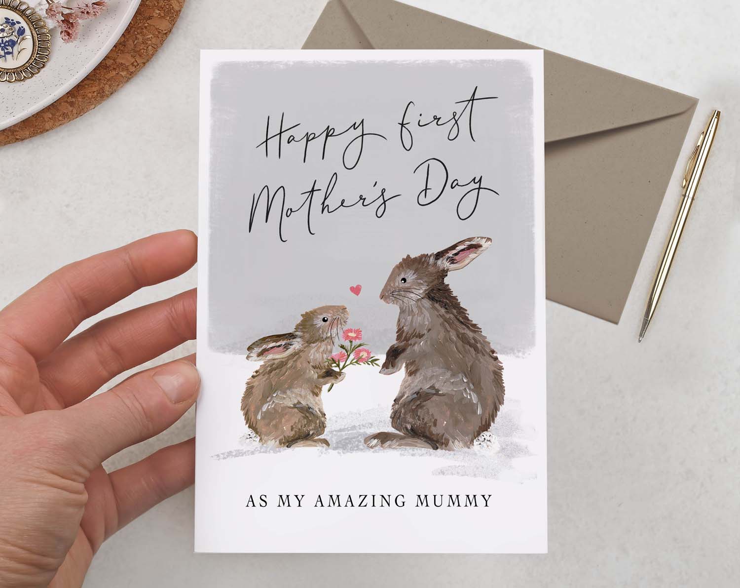 Rabbit First Happy Mother's Day Card. Greeting & Note Cards designed by Making Meadows