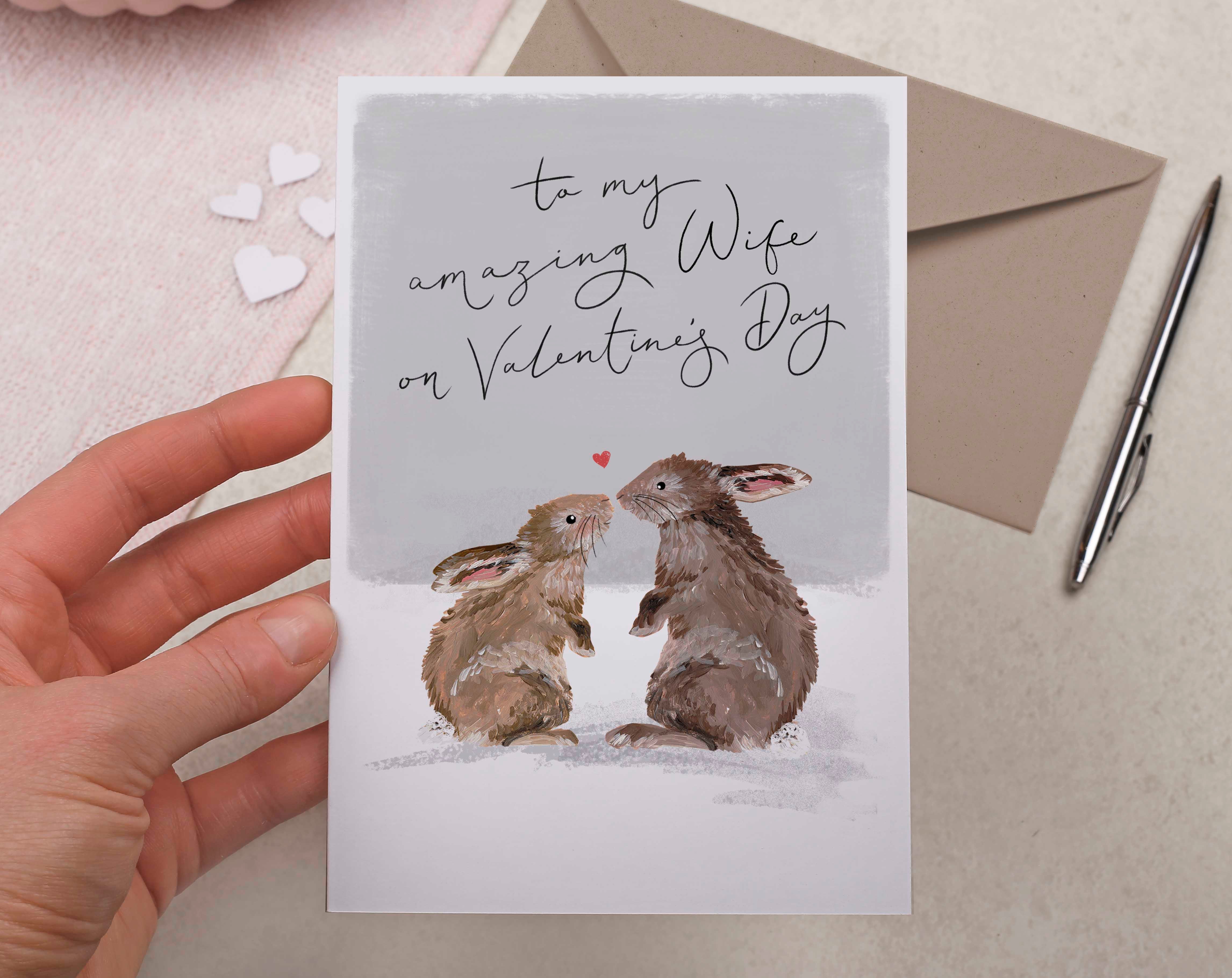 Rabbit Valentine Card For Wife. Greeting & Note Cards designed by Making Meadows