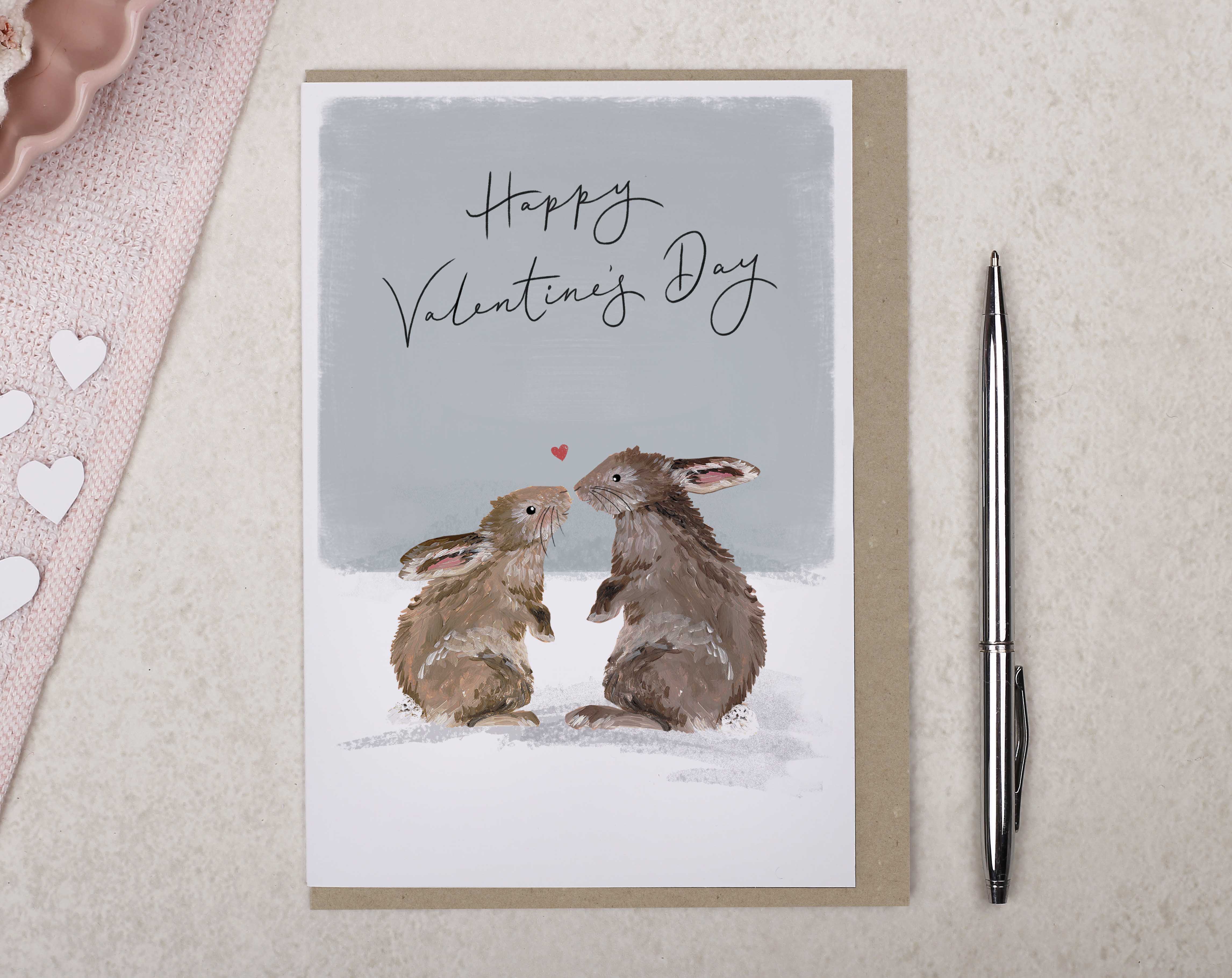 Rabbits Kissing Valentine Card. Greeting & Note Cards designed by Making Meadows
