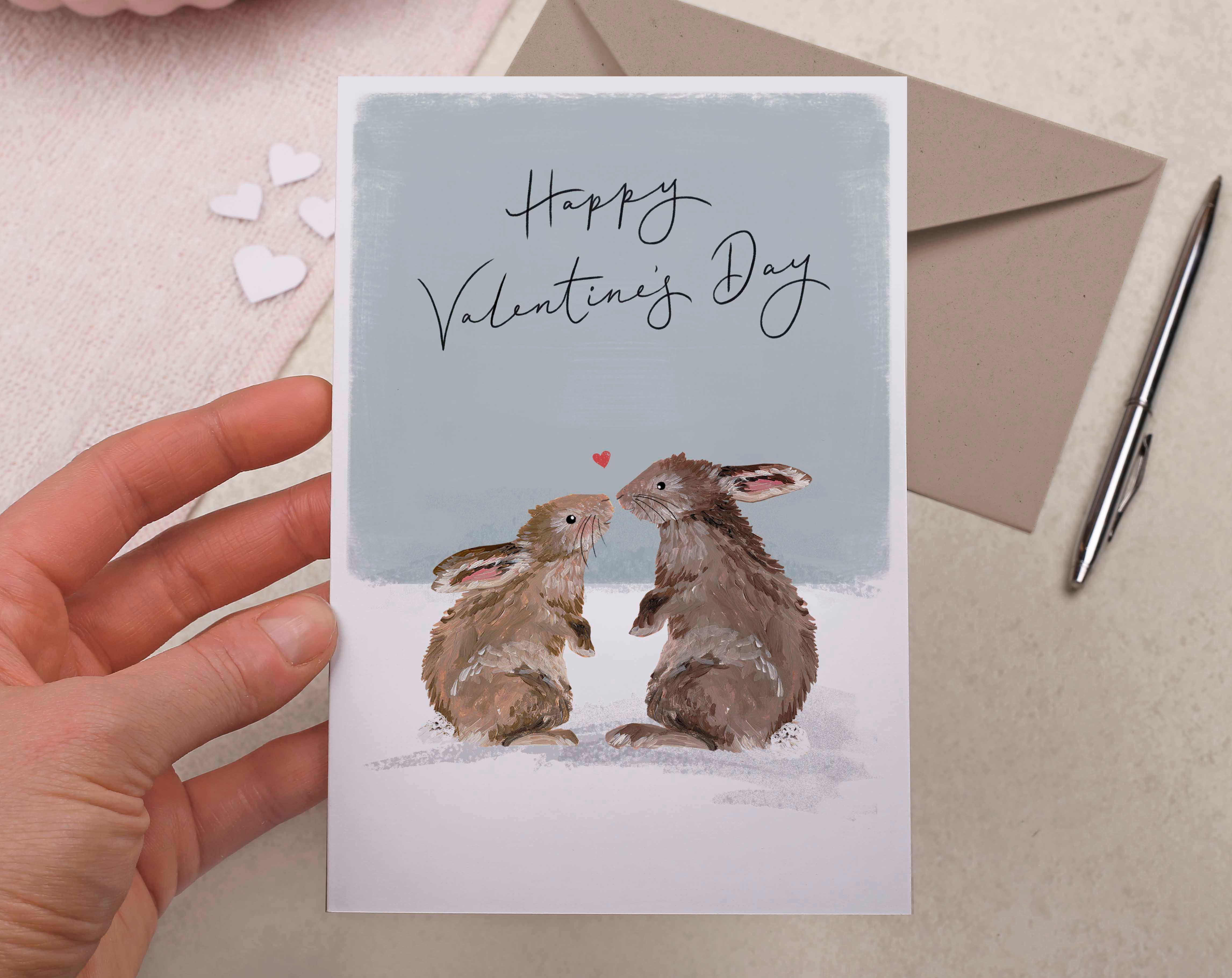 Rabbits Kissing Valentine Card. Greeting & Note Cards designed by Making Meadows