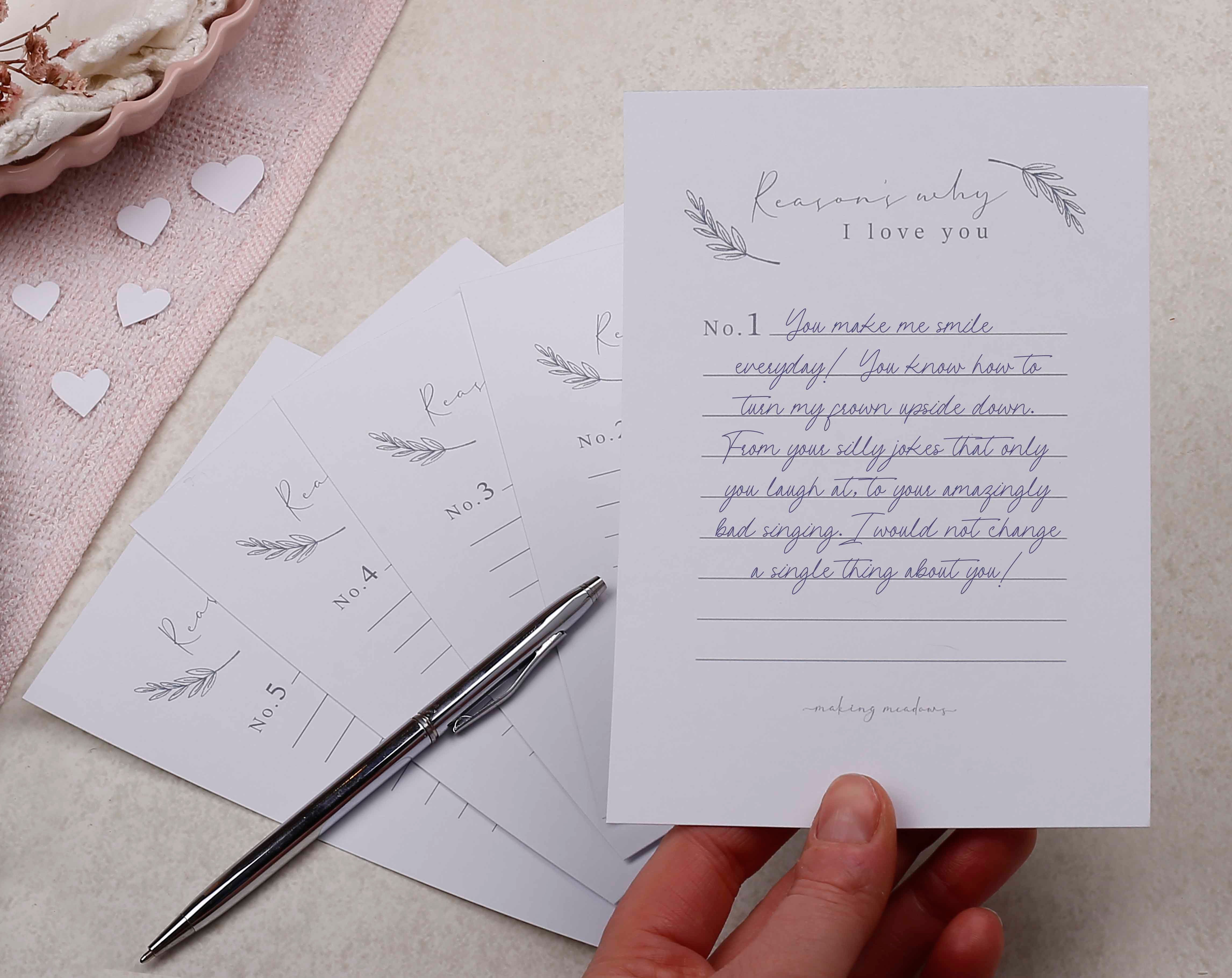 Reason's Why I Love You Gift Box. Stationery designed by Making Meadows