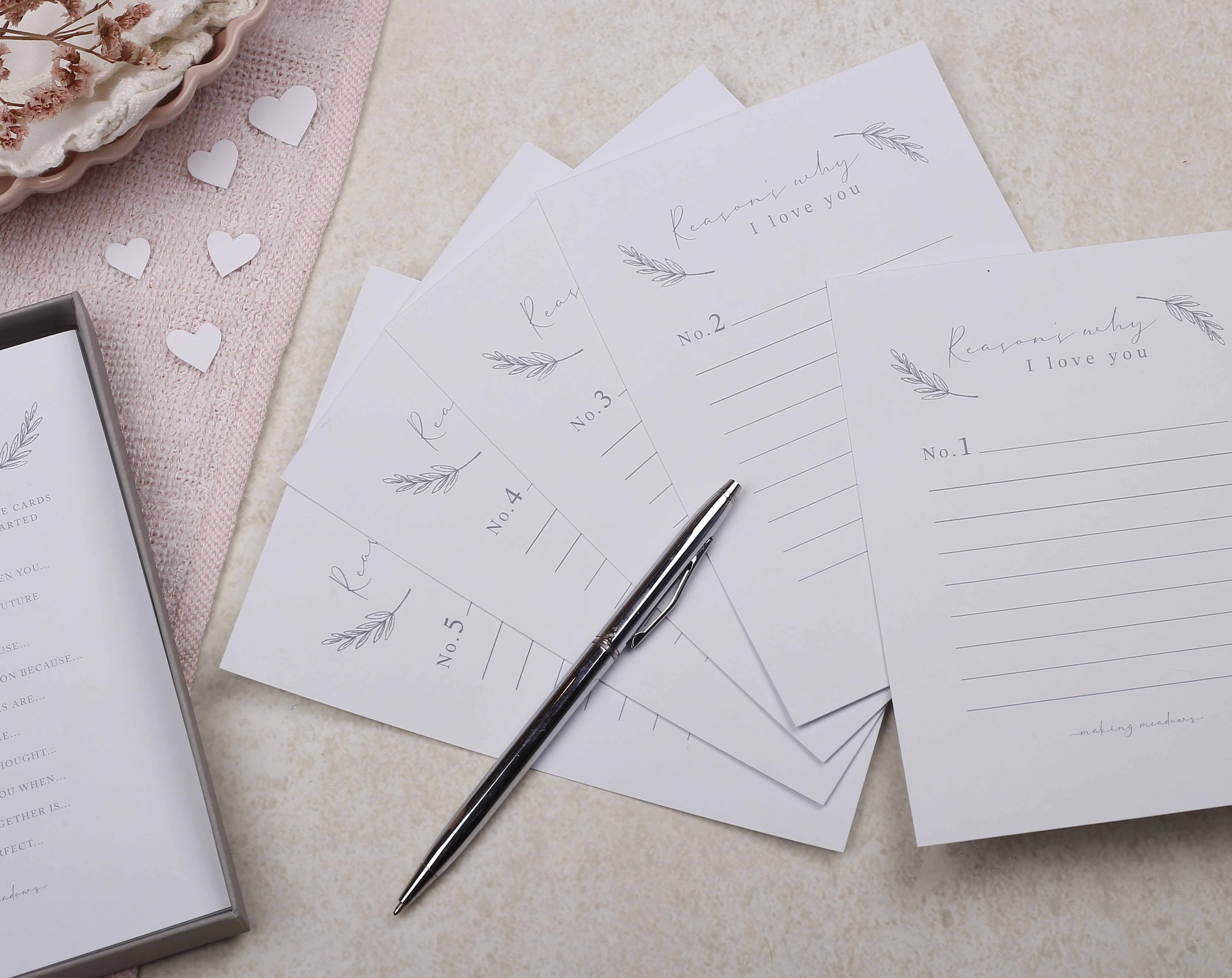 Reason's Why I Love You Gift Box. Stationery designed by Making Meadows