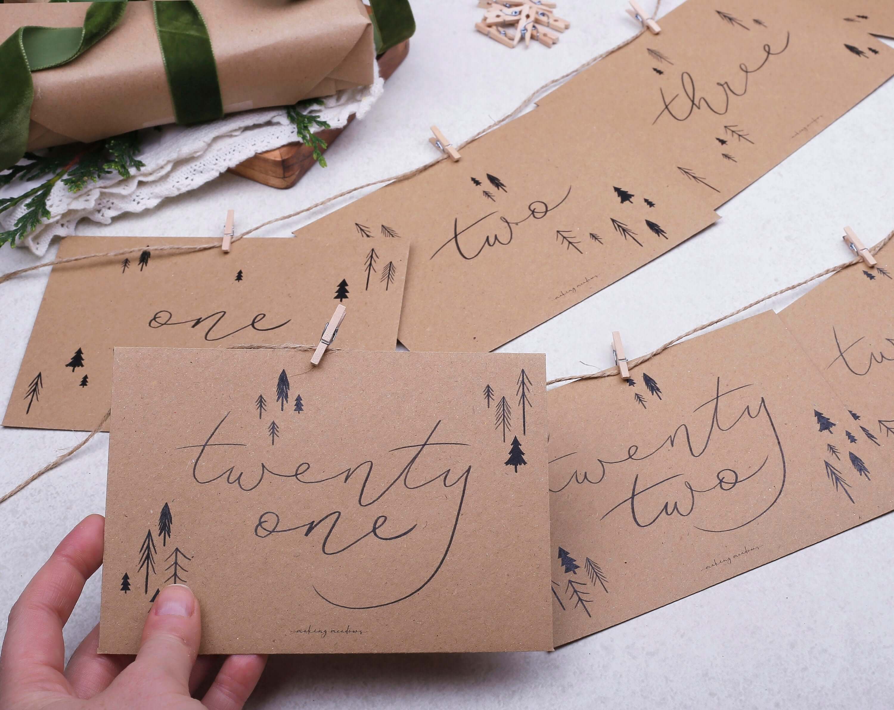 Rustic Christmas Advent Calendar Envelopes. Advent Calendars designed by Making Meadows