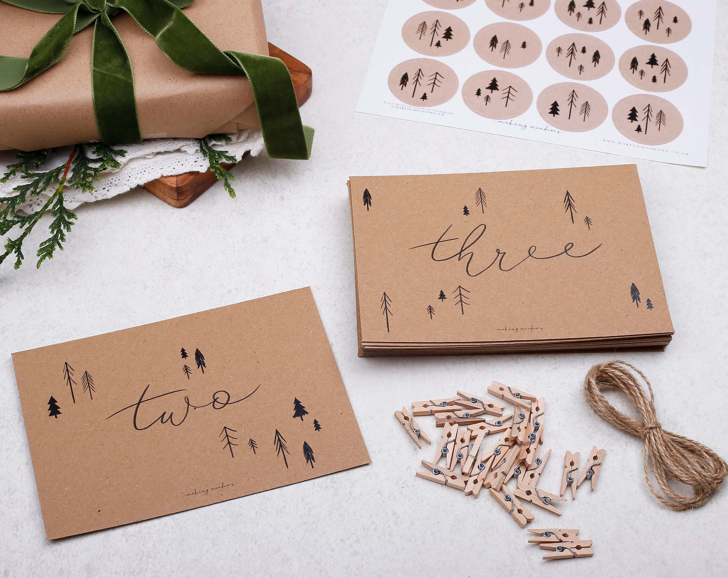 Rustic Christmas Advent Calendar Envelopes. Advent Calendars designed by Making Meadows