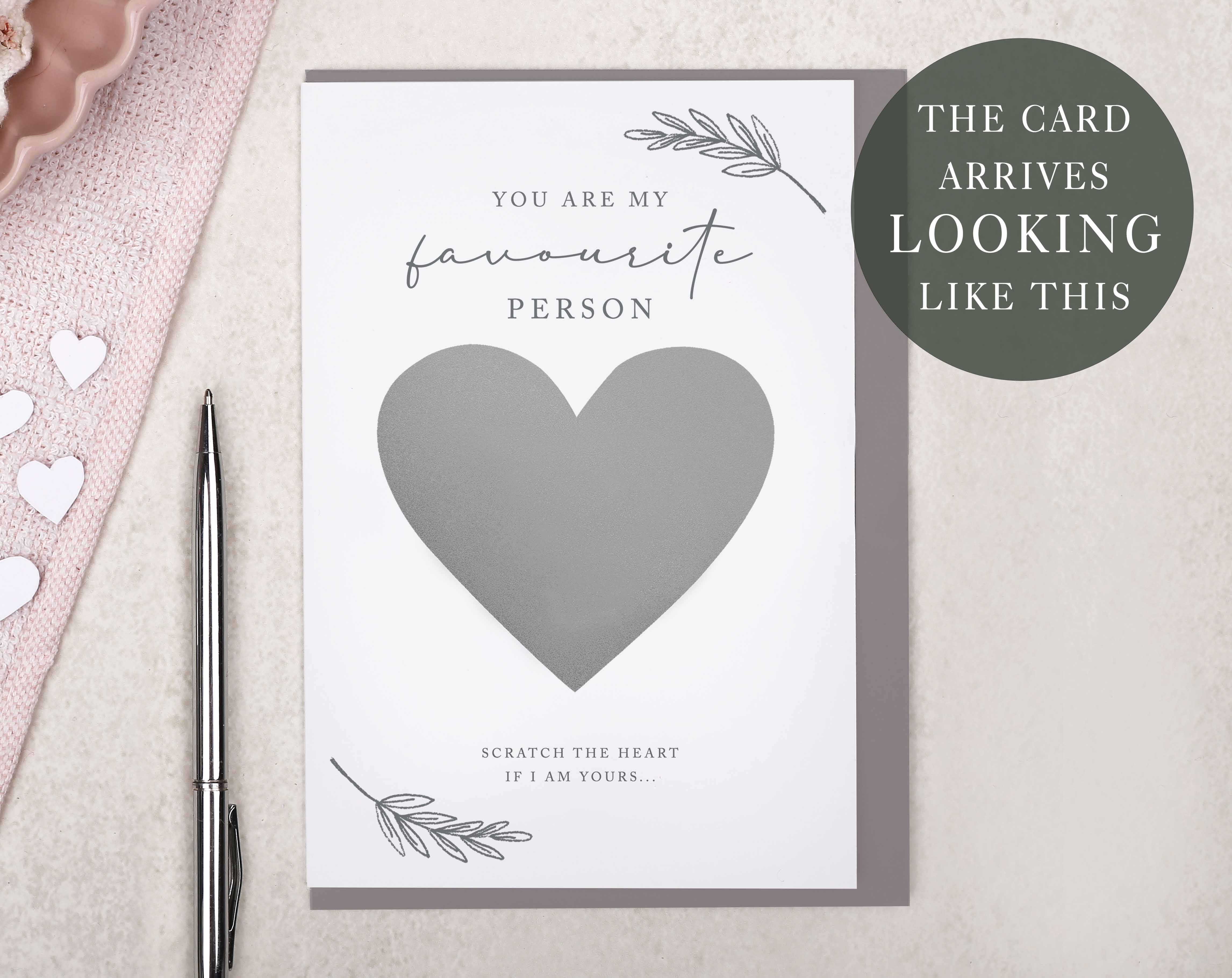 'will you marry me' scratch to reveal proposal card with a simple botanical leaf design