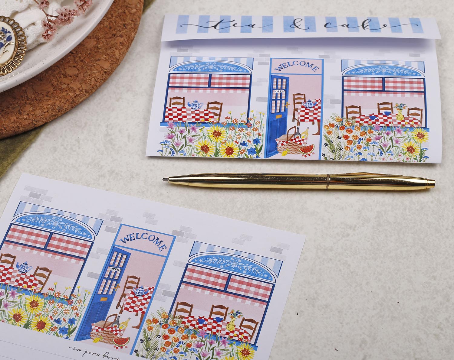 Shop Front A5 Writing Paper in Blue. Stationery designed by Making Meadows