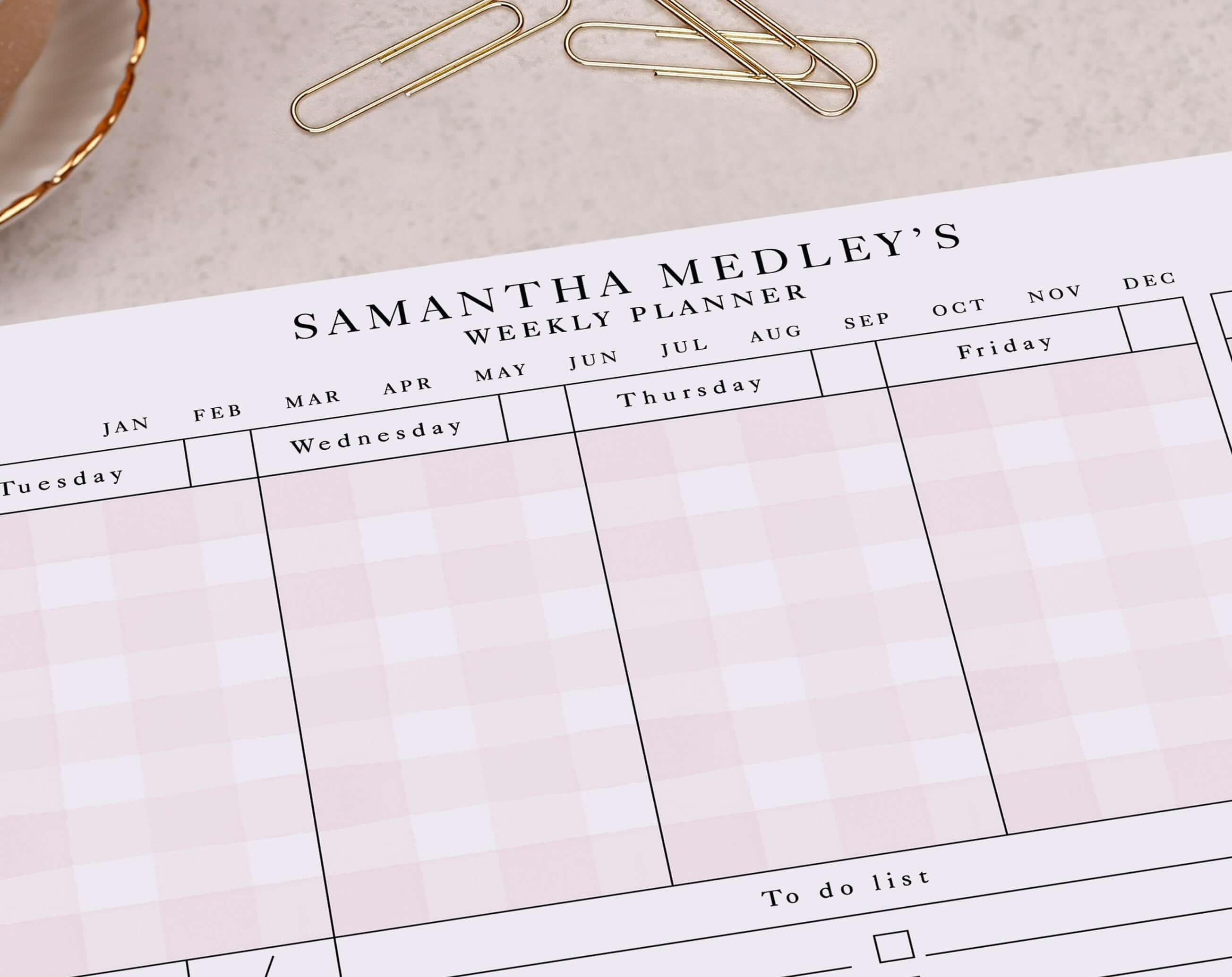 Strawberry Personalised Weekly Planner Pad. Planners designed by Making Meadows