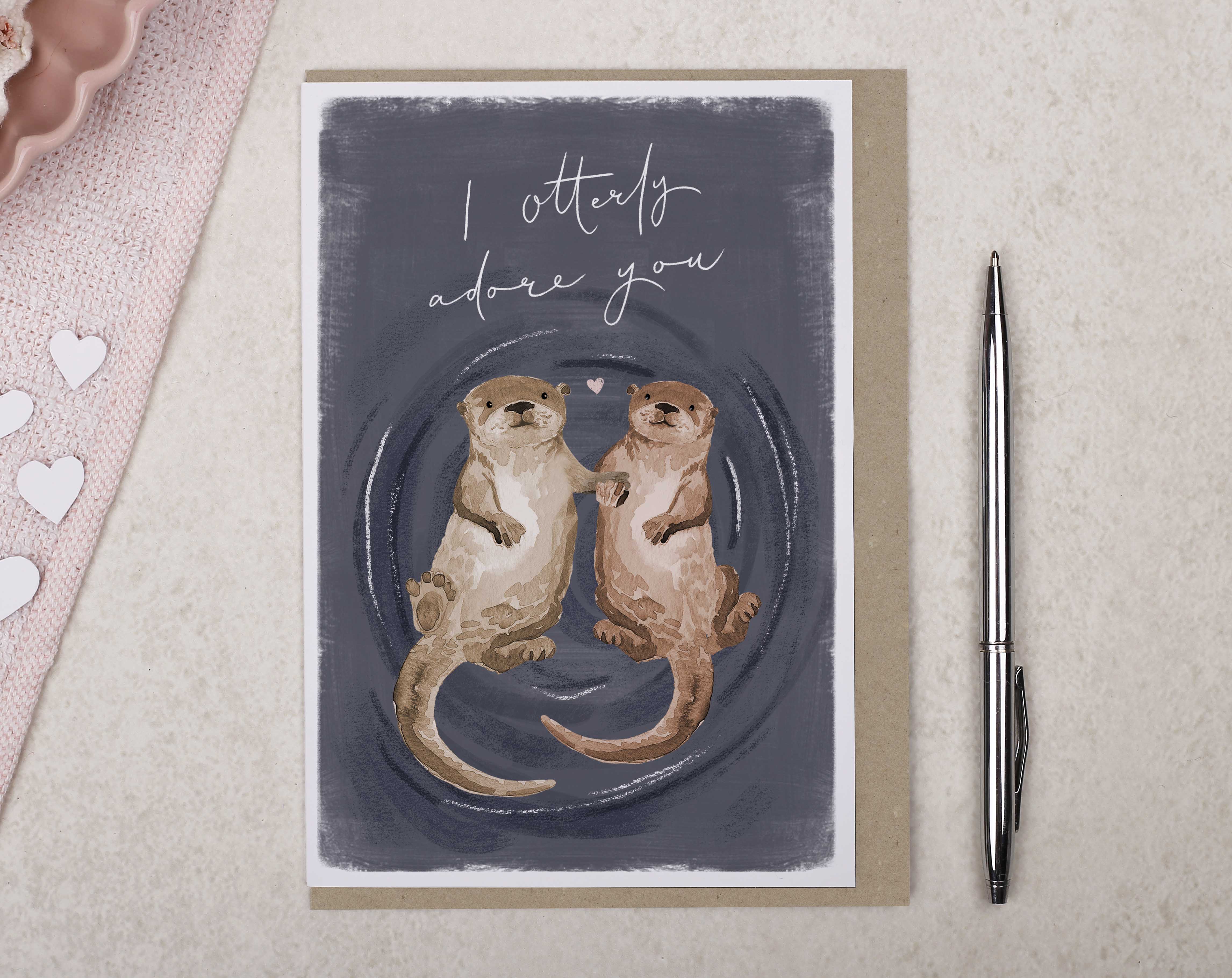 Otters Holding Hands Valentine Card