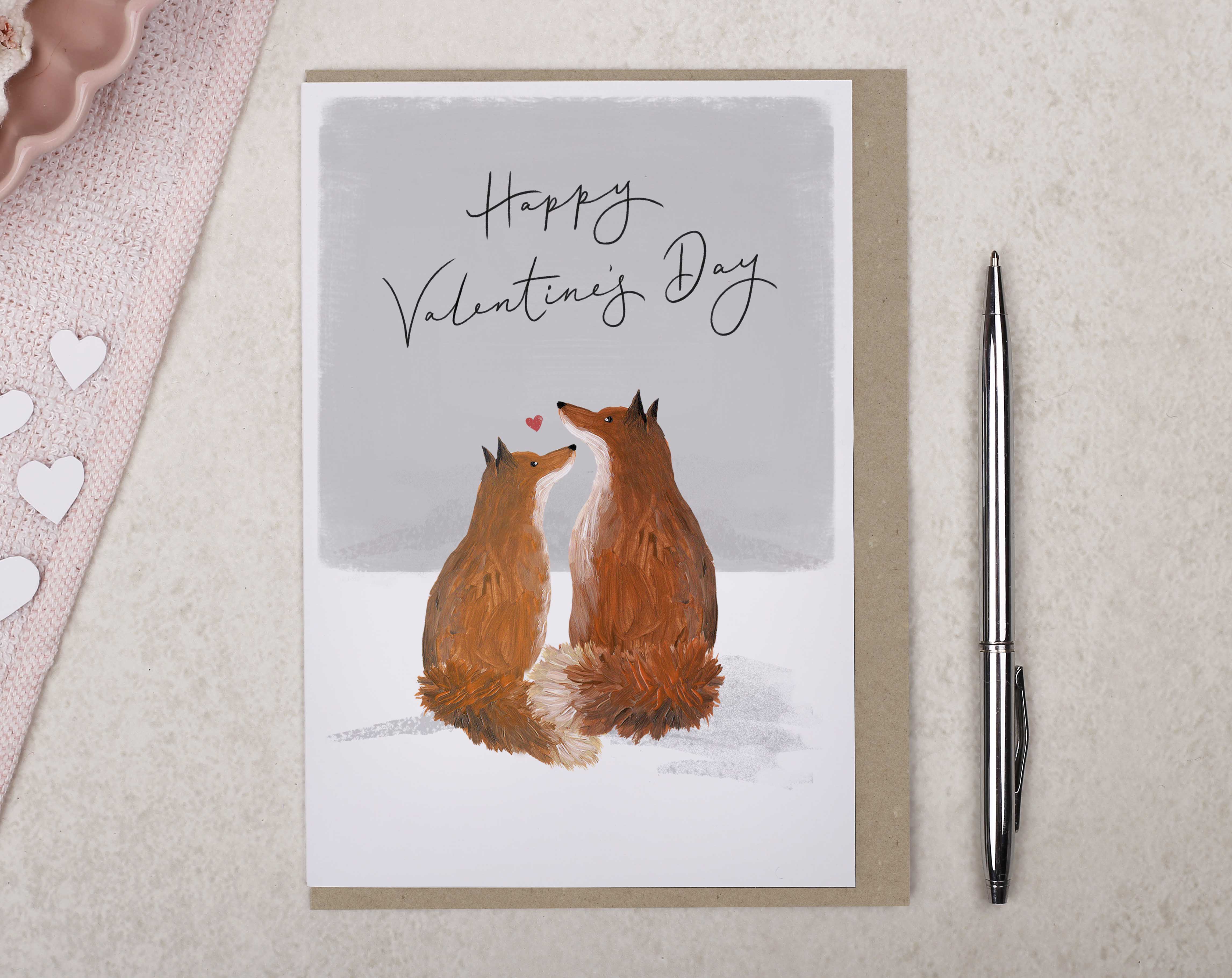 Foxes Kissing Valentine Card