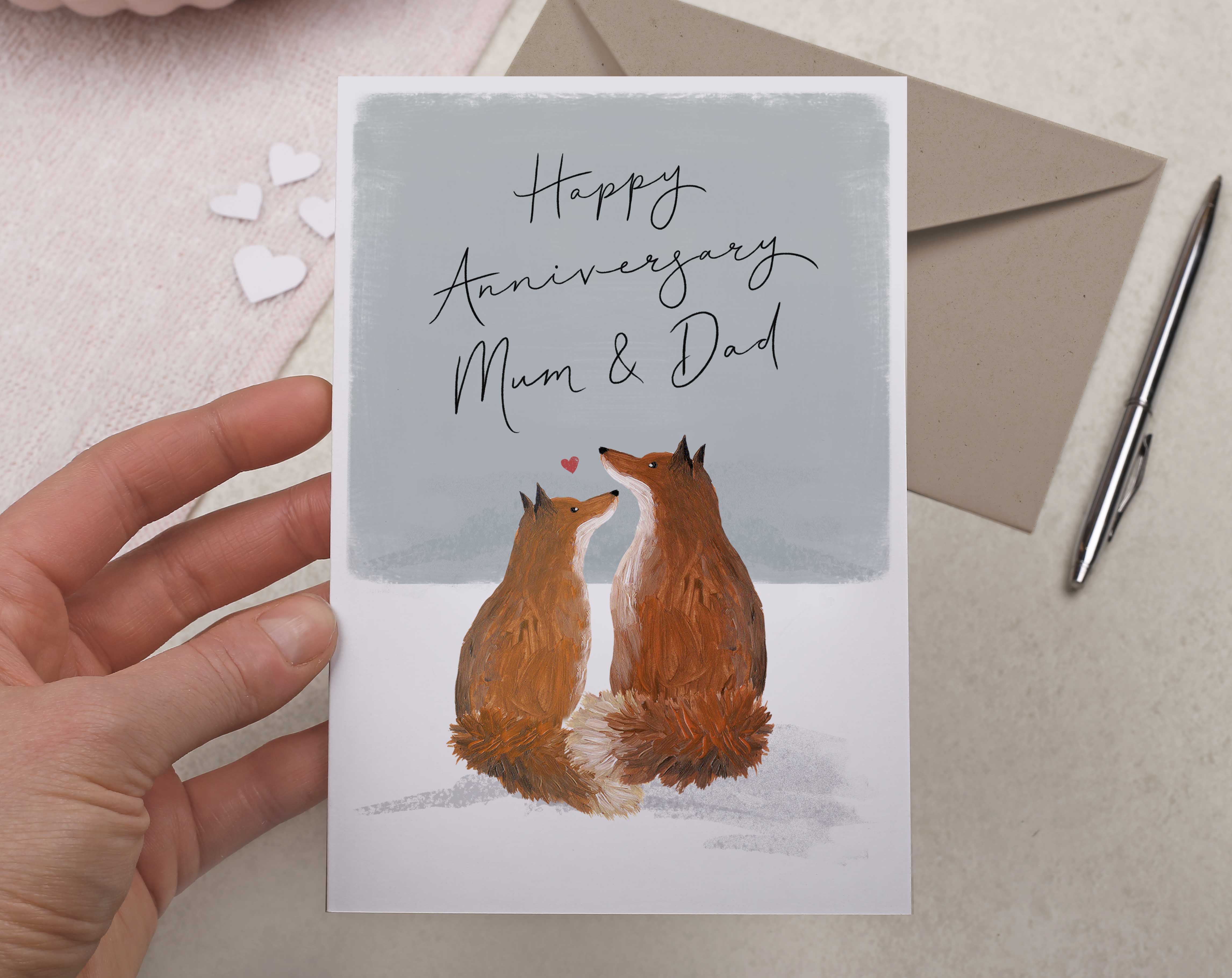 Fox Happy Anniversary Mum & Dad Card