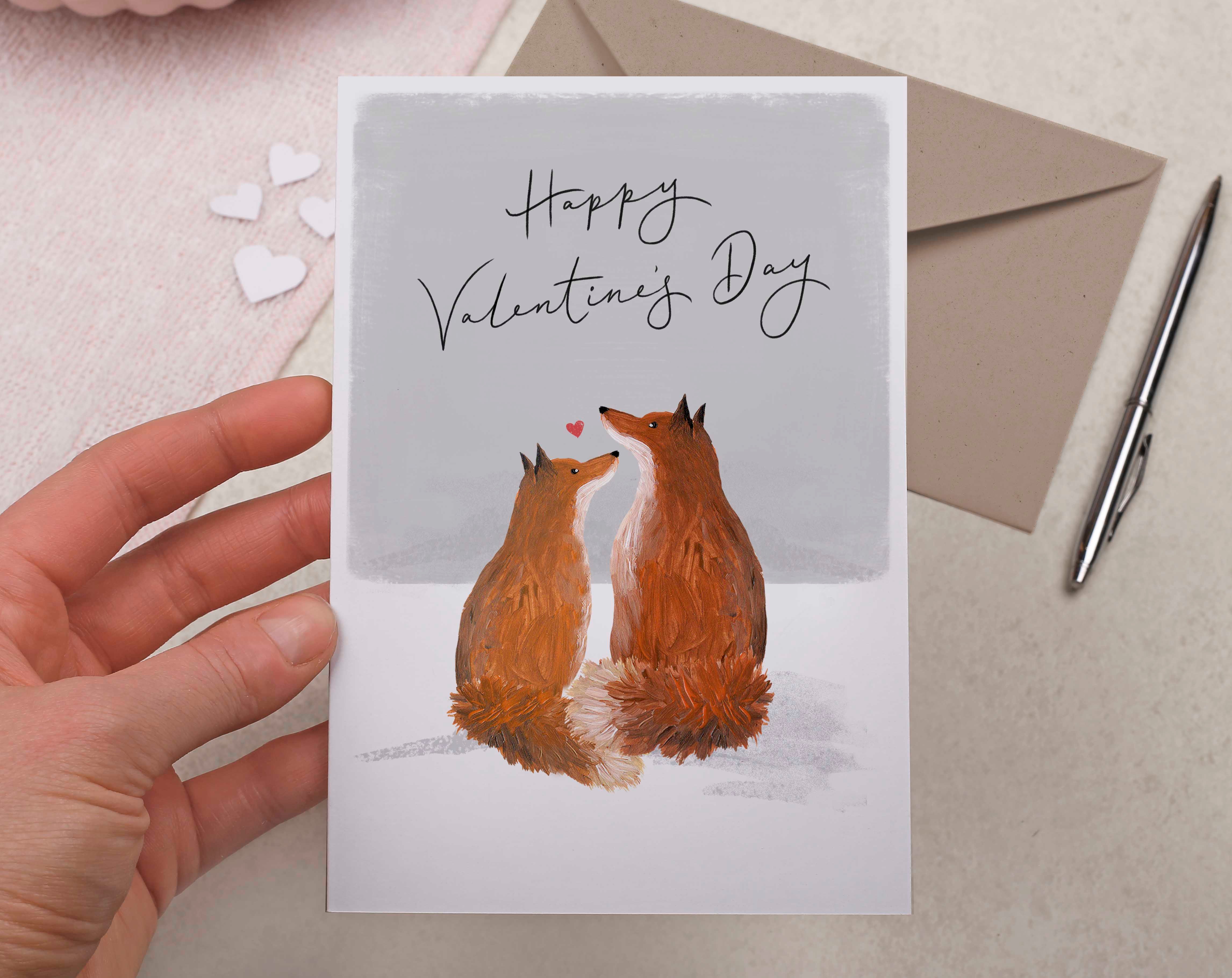 Foxes Kissing Valentine Card