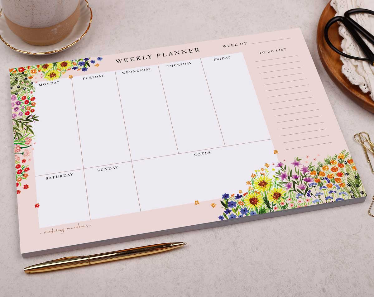 Floral Weekly Planner Desk Pad