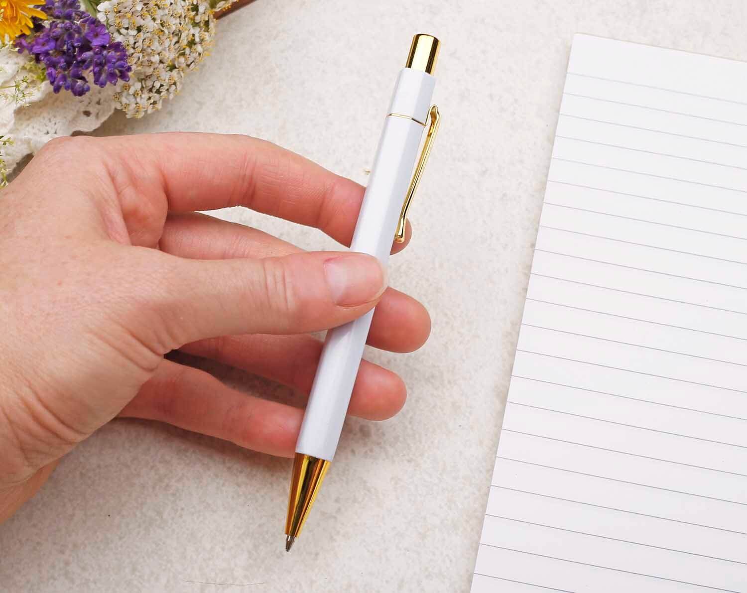 White & Gold Ballpoint Pen. Pens designed by Making Meadows