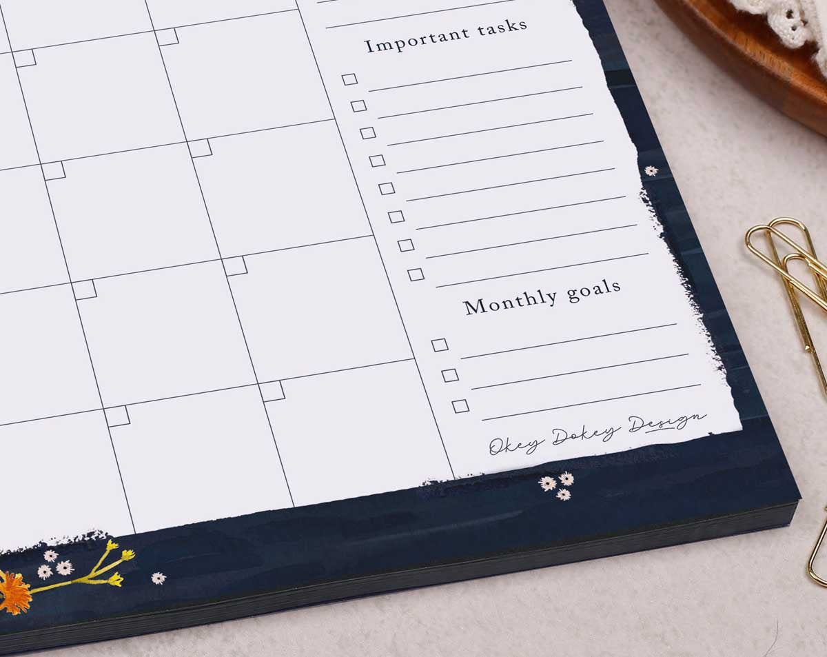 Wild Flowers Monthly Planner Desk Pad. Desk Pads & Blotters designed by Making Meadows