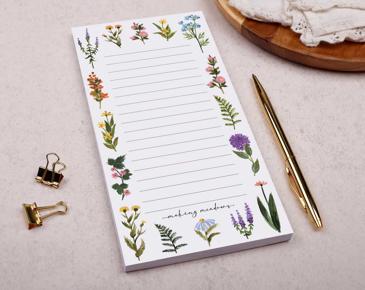 Wild Flowers To Do List Pad. Notebooks & Notepads designed by Making Meadows