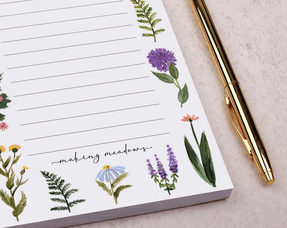 Wild Flowers To Do List Pad. Notebooks & Notepads designed by Making Meadows