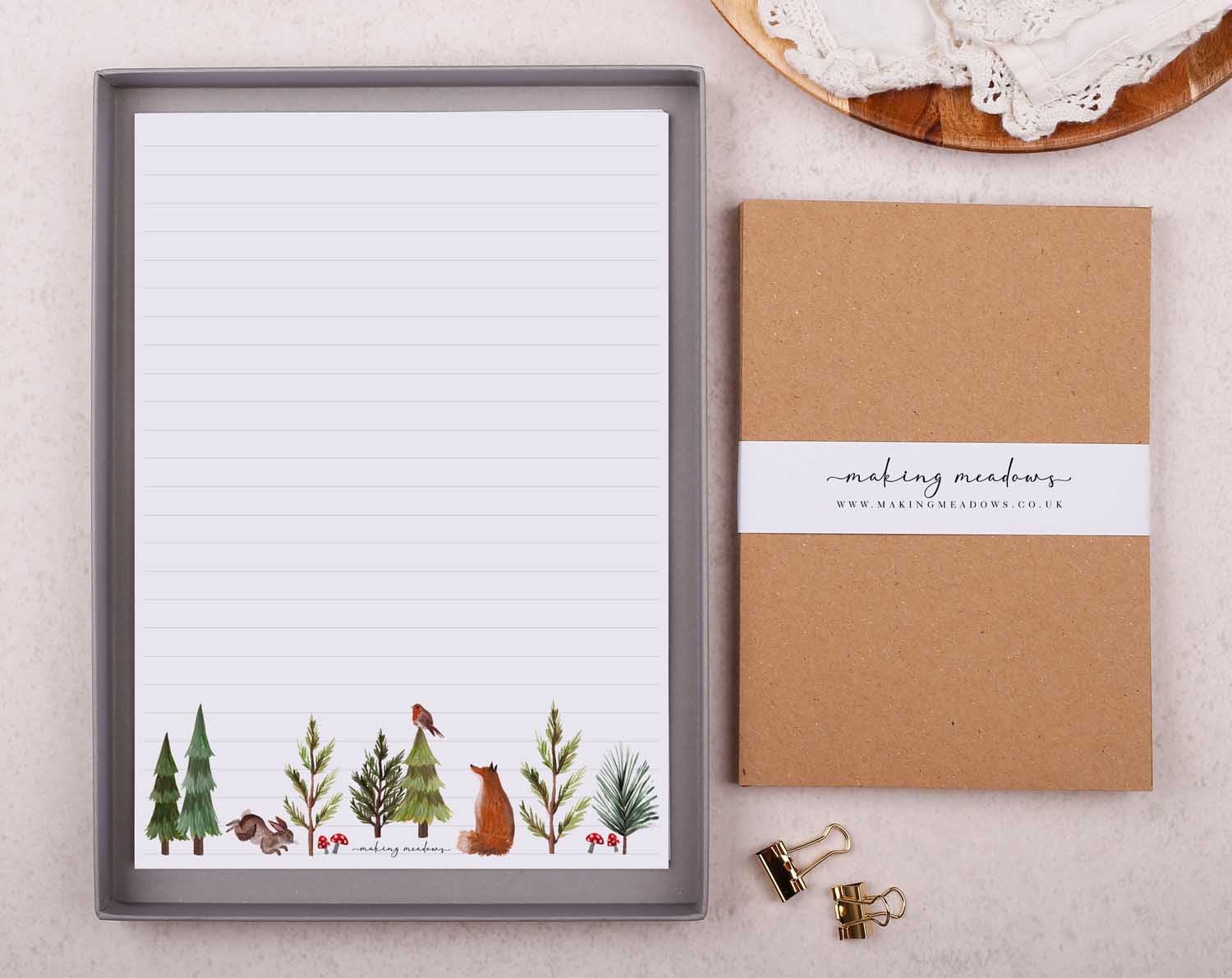 Woodland Forest Writing Paper Gift Box. Stationery designed by Making Meadows