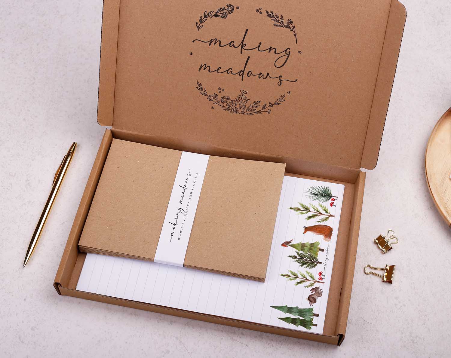 Woodland Forest Writing Paper Gift Box. Stationery designed by Making Meadows