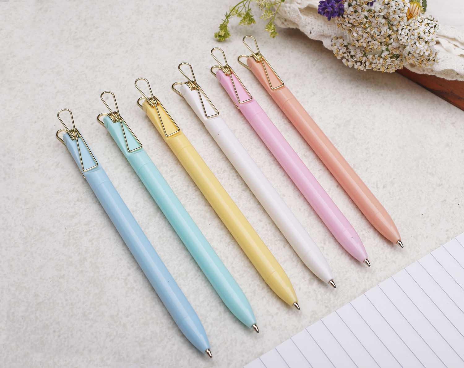 Yellow Ballpoint Pen With Gold Clip. Pens designed by Making Meadows