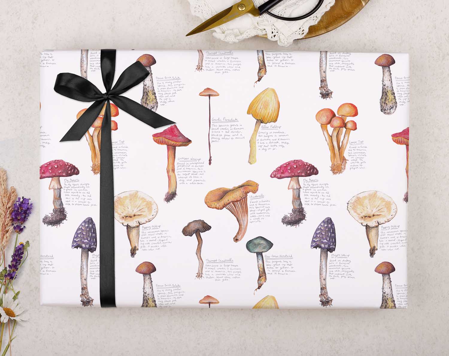 White Mushroom Wrapping Paper