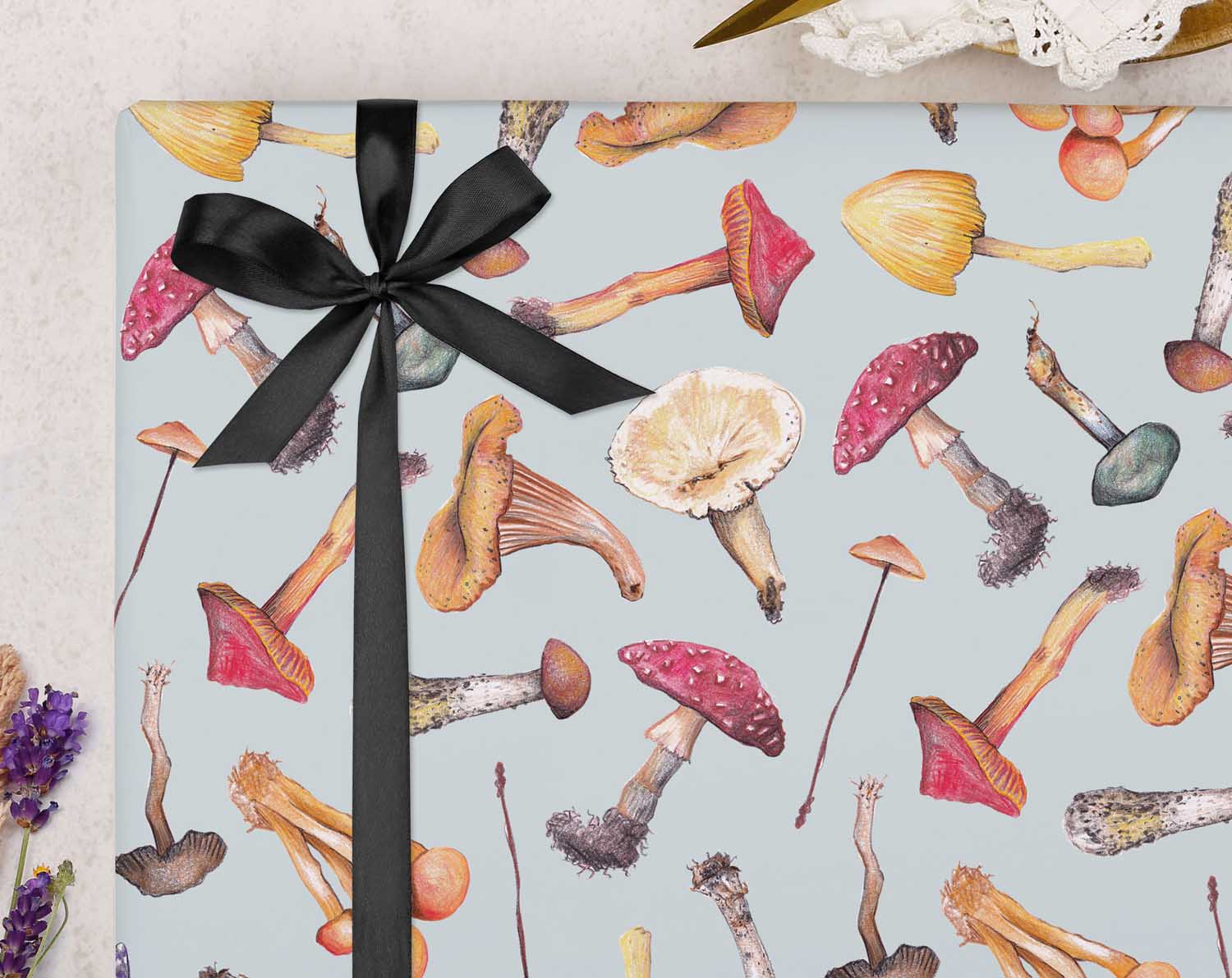 Teal Mushroom Wrapping Paper
