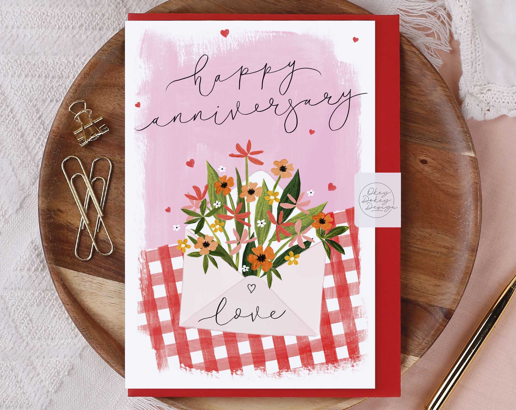 Floral Happy Anniversary Love Envelope Card